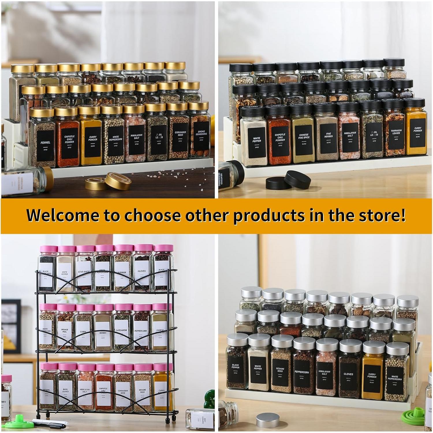 24 Tarros de Especias JARXSUN Cuadrados 480ml con Etiquetas