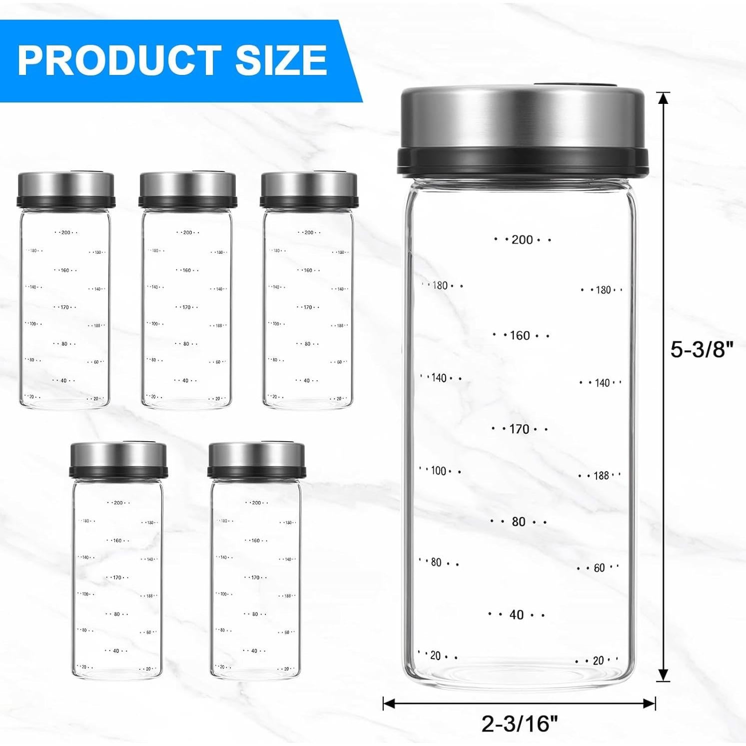 Juego de 6 tarros de especias de vidrio MAQUITA 207 ml