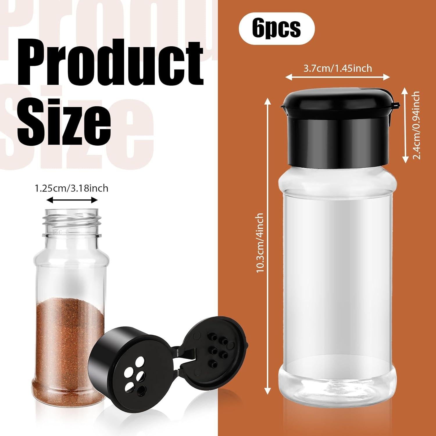 Paquete de 6 Tarros de Especias Plástico Transparente 90 ml