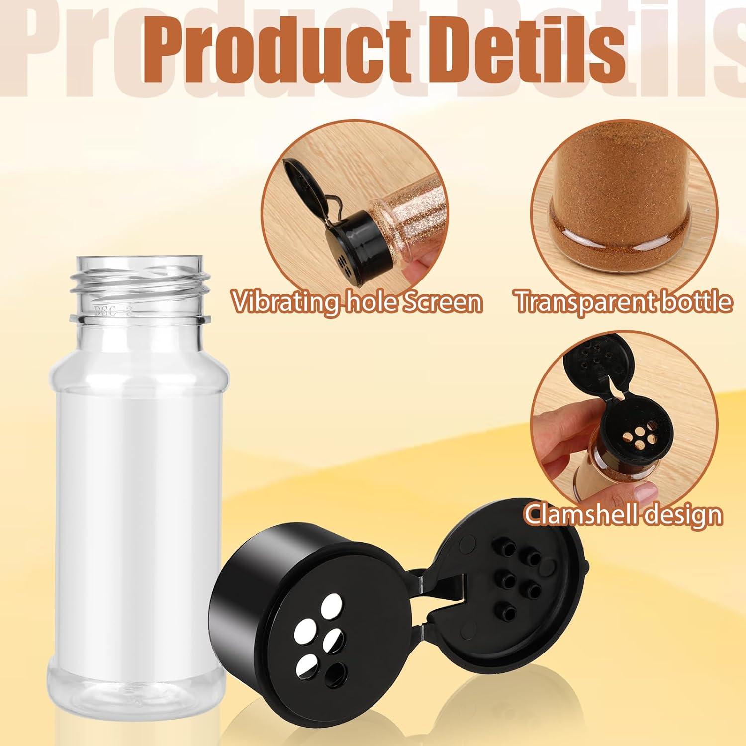 Paquete de 6 Tarros de Especias Plástico Transparente 90 ml