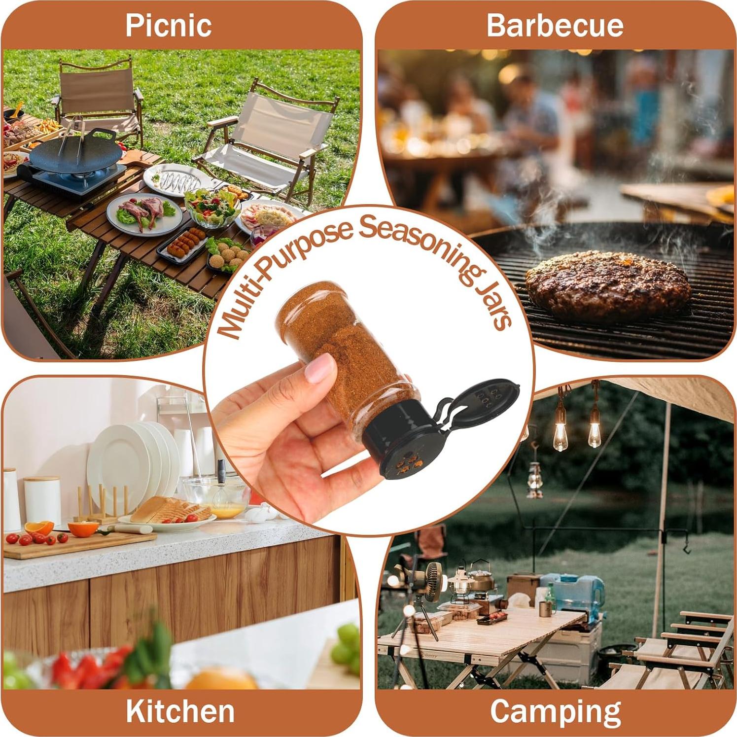 Paquete de 6 Tarros de Especias Plástico Transparente 90 ml