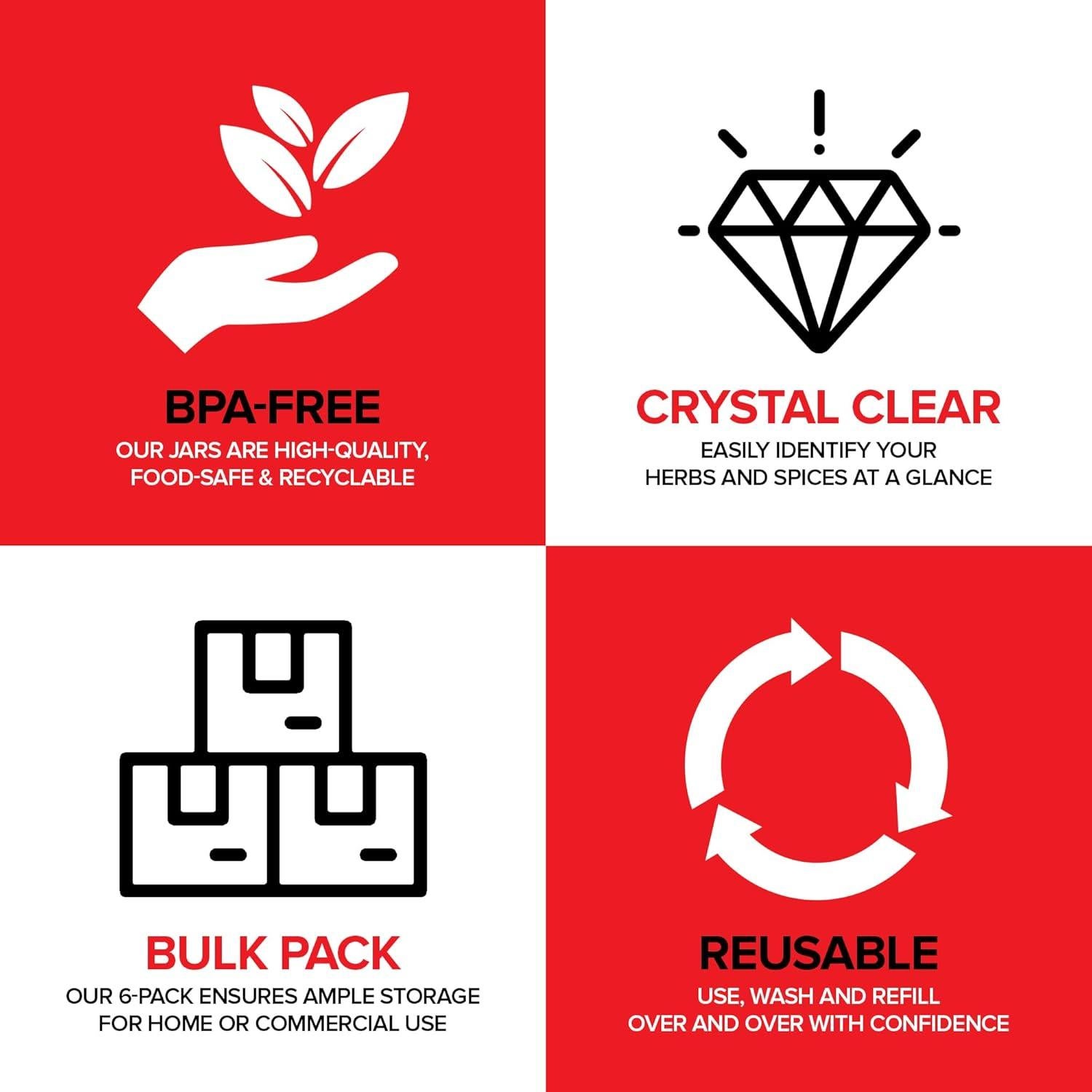 Paquete de 6 tarros de especias 473 ml Stock Your Home