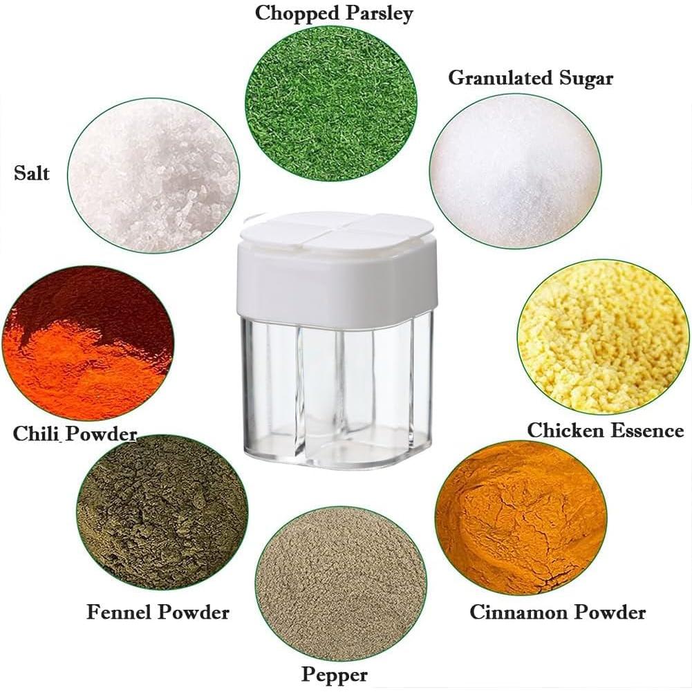 Contenedor de Especias 4 en 1 AKOAK - Blanco, 7.5 cm