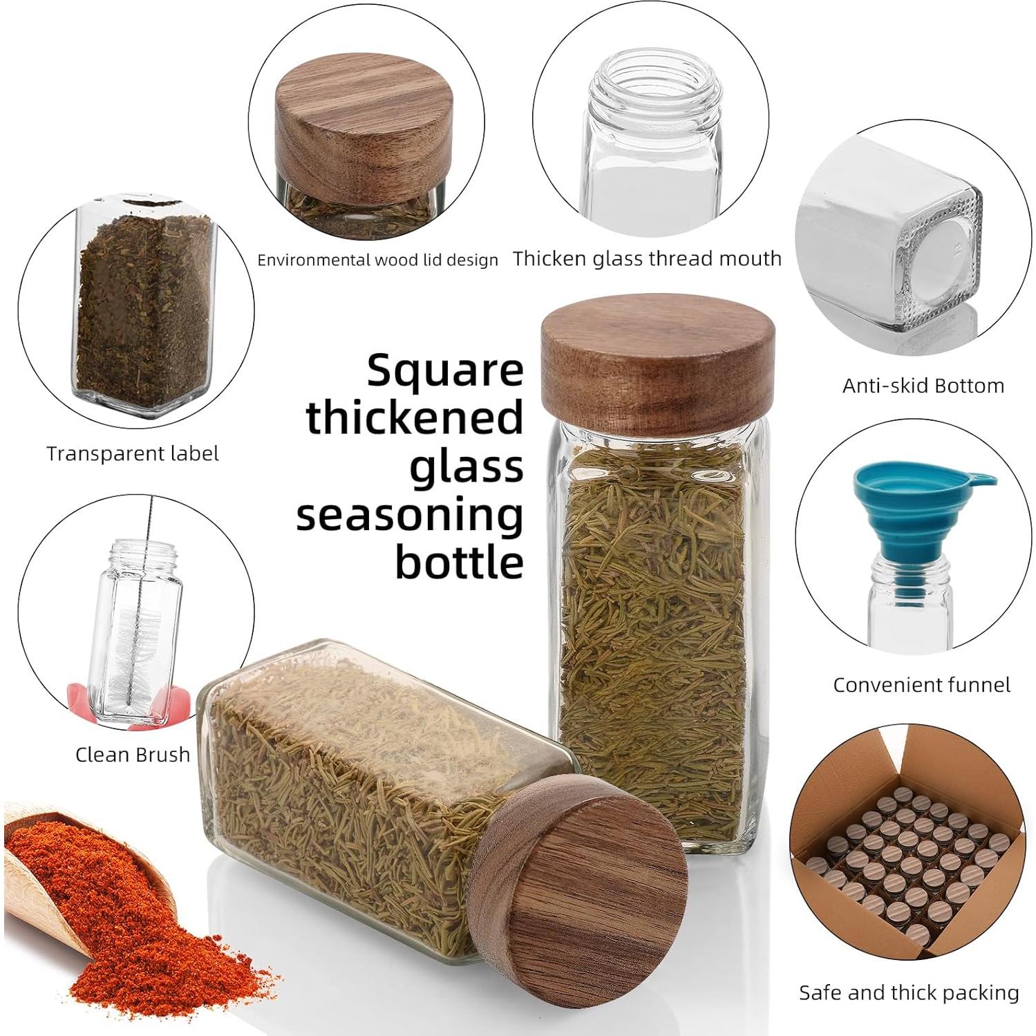 Set de 6 Tarros de Especias de Vidrio 4oz EISPAP con Tapas de Madera