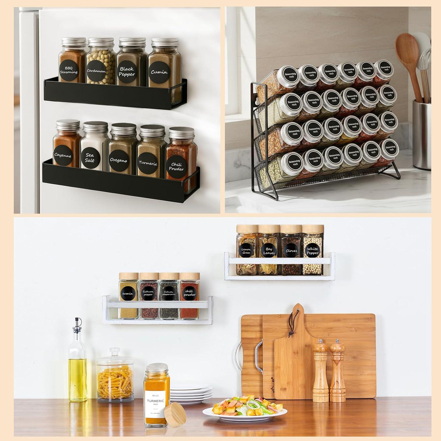 6 Tarros de Especias de Vidrio DIDI 4oz con Etiquetas