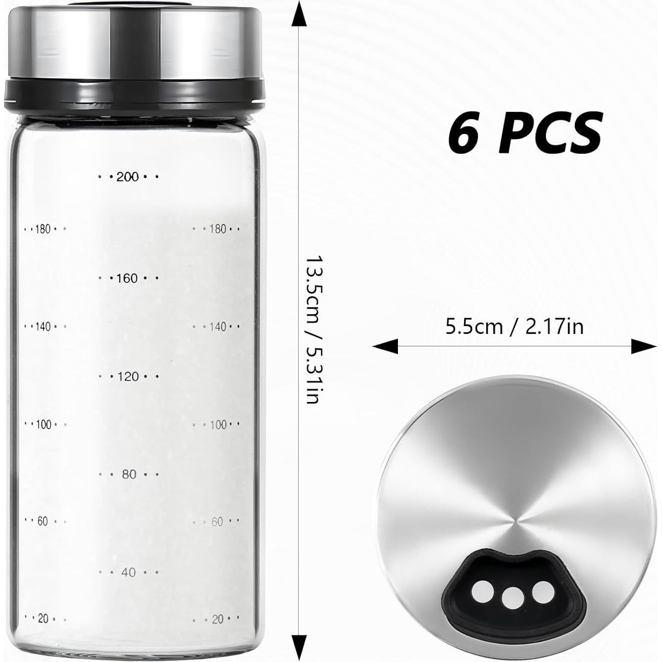 Juego de 6 tarros de especias de vidrio QUYLIXX 207 ml