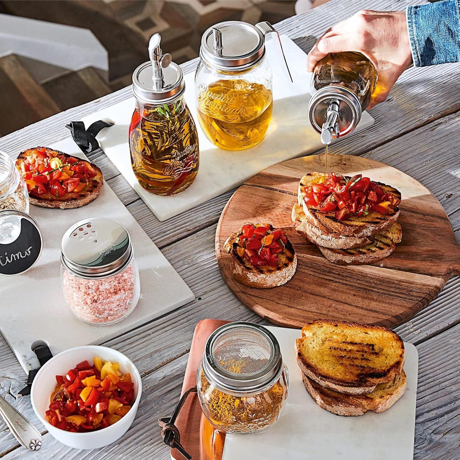 Juego de Tarros de Especias Bormioli Rocco 240 ml con Tapas Inox