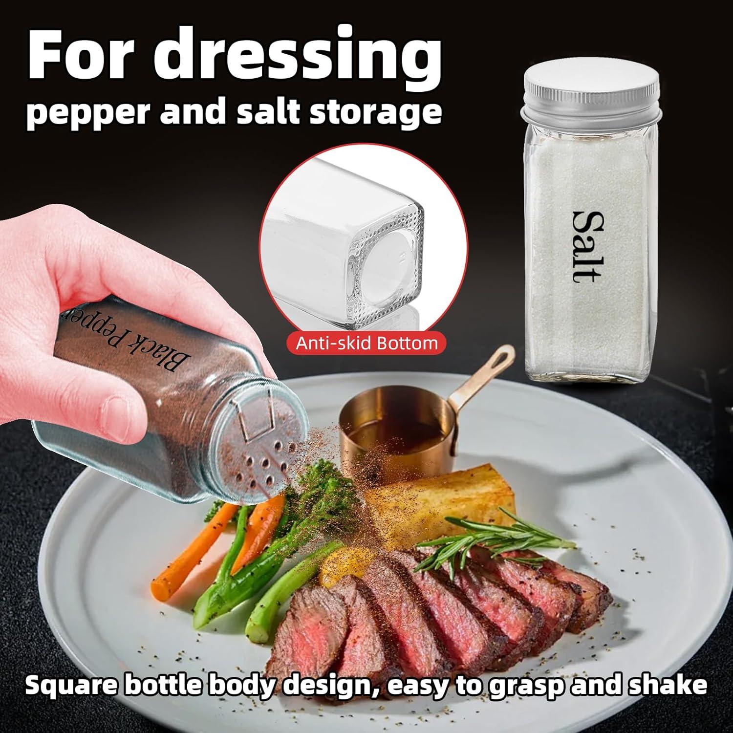 Juego de 2 Tarros de Especias de Vidrio 4 oz REUJIHXY con Etiquetas