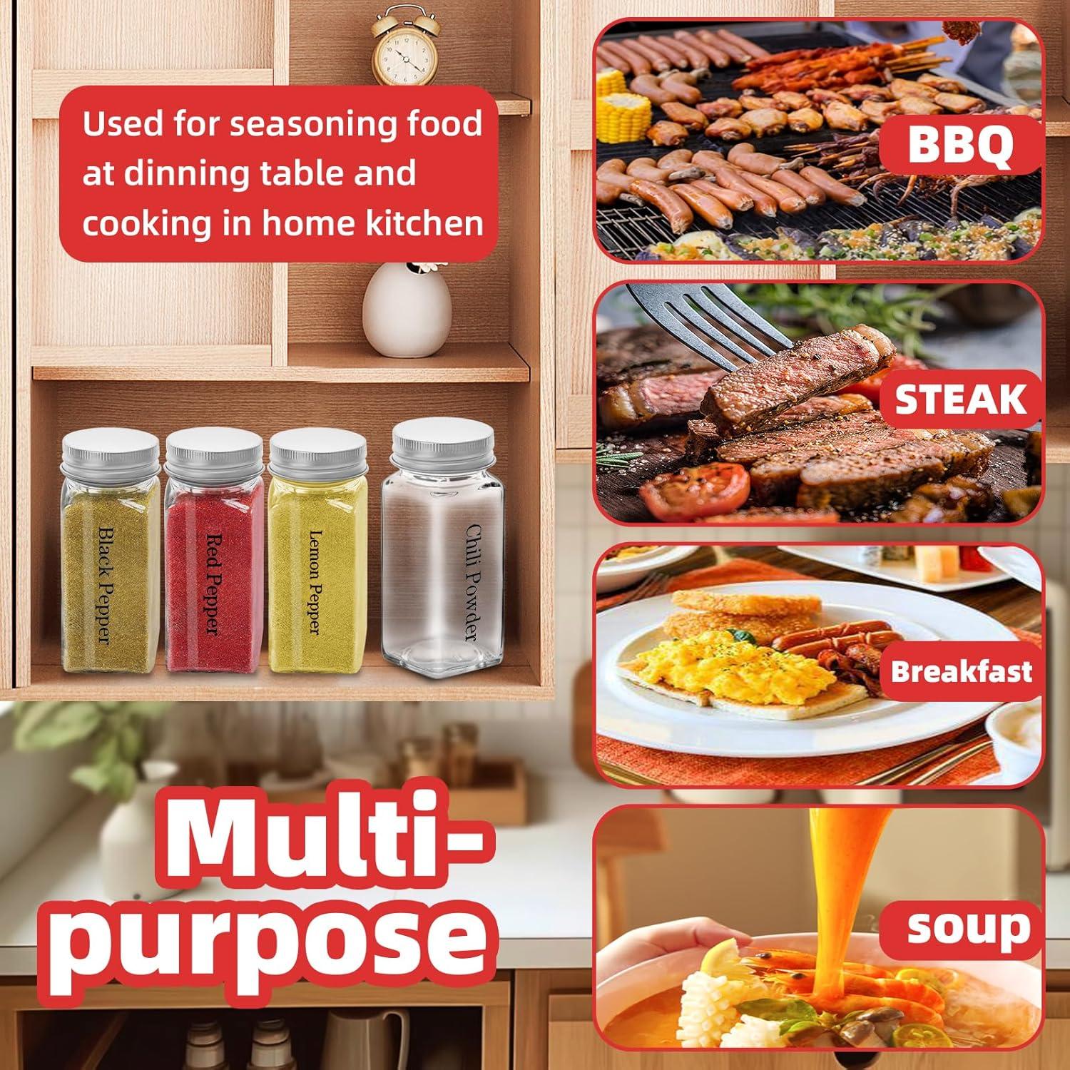 Juego de 2 Tarros de Especias de Vidrio 4 oz REUJIHXY con Etiquetas