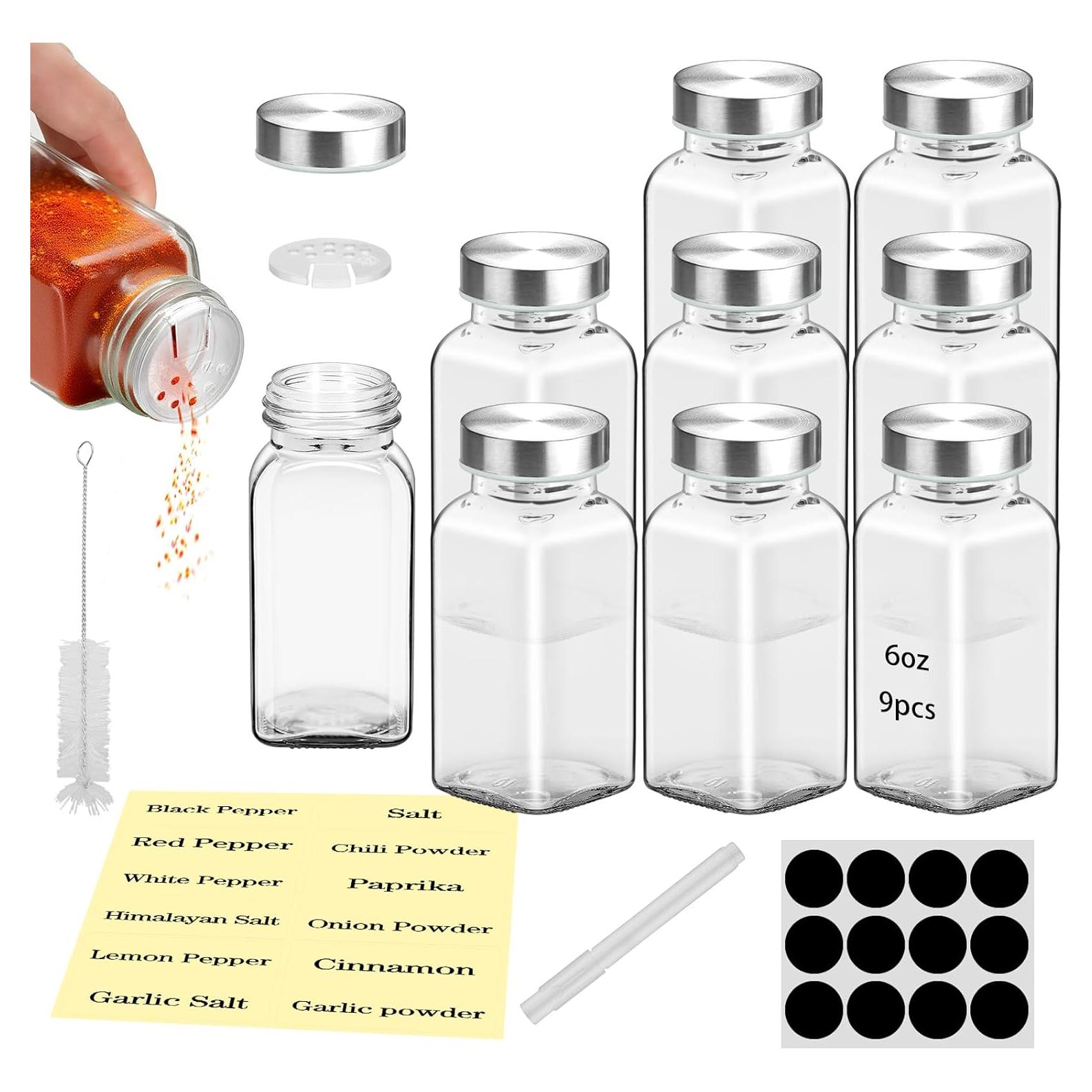 Set de 2 Tarros de Especias de Vidrio REUJIHXY 170g con Etiquetas