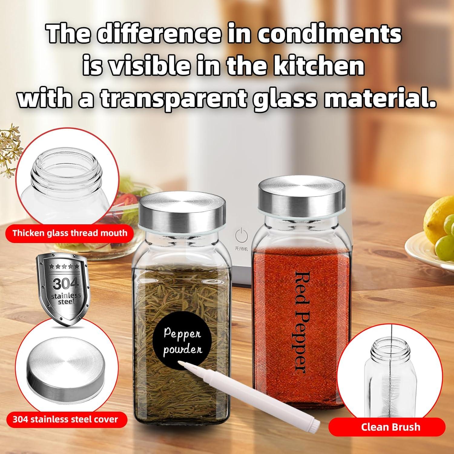 Set de 2 Tarros de Especias de Vidrio REUJIHXY 170g con Etiquetas