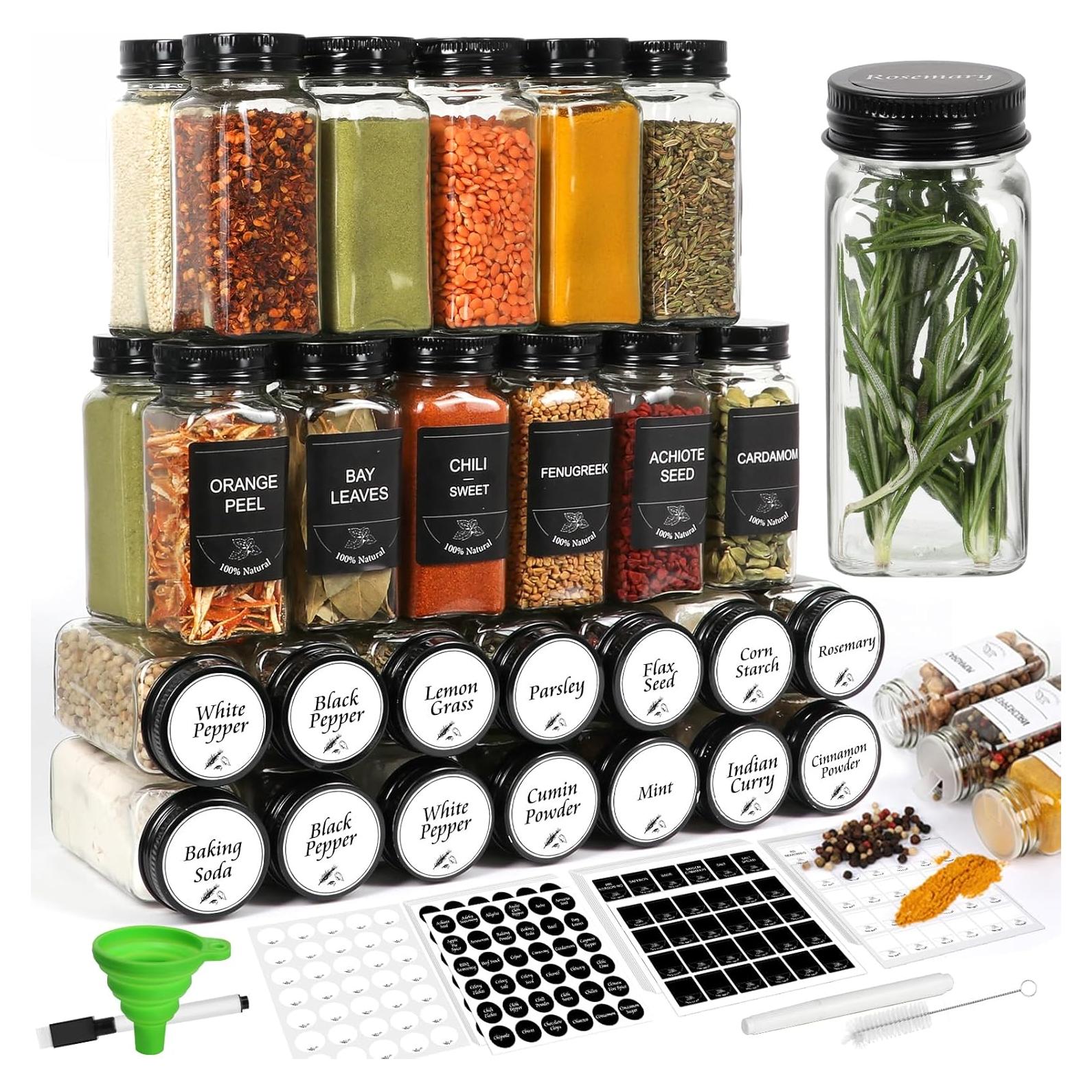 Tarros de Especias Vacíos AuroTrends 4oz 48 Piezas con Etiquetas