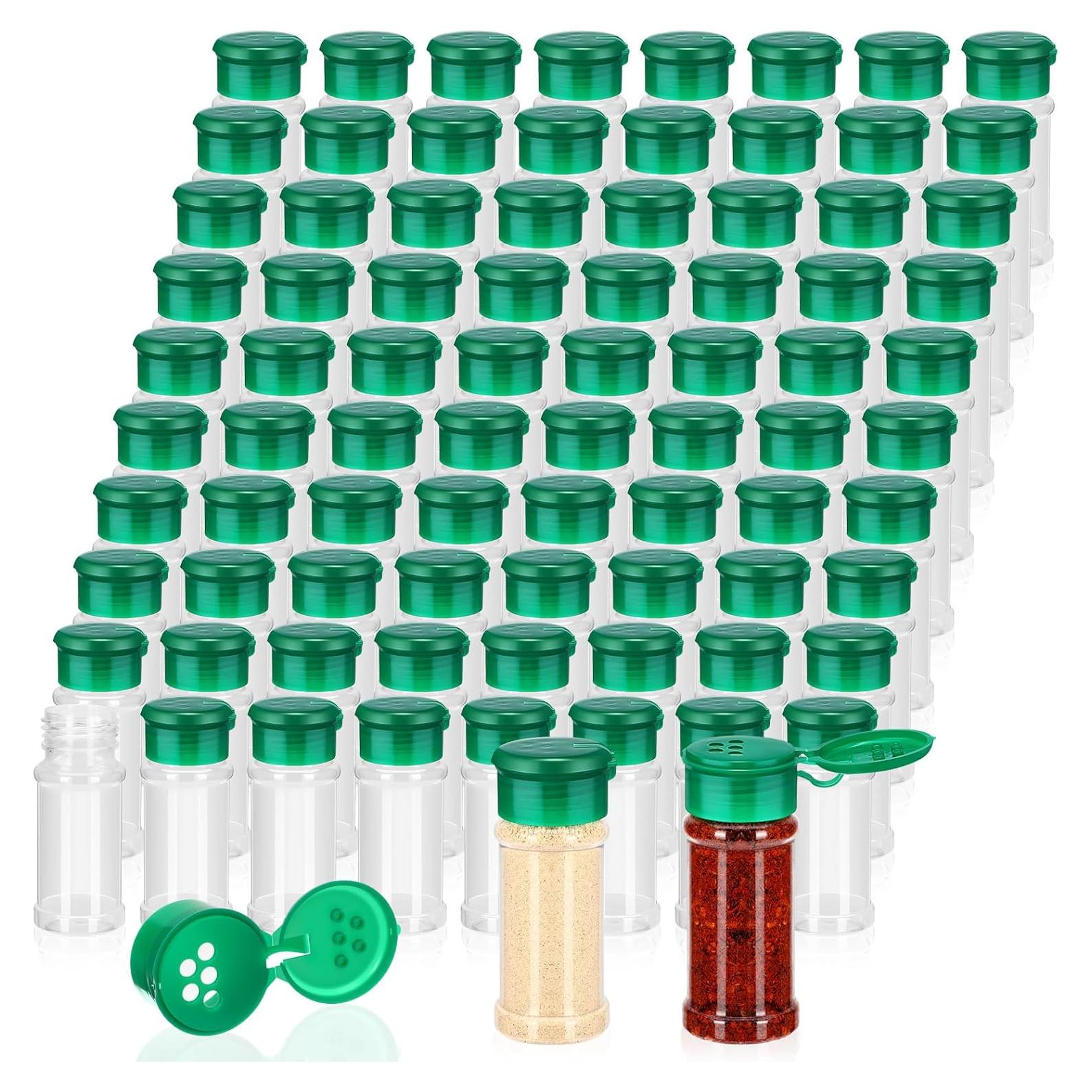 100 Tarros de Plástico para Especias Amyhill 60ml Verde