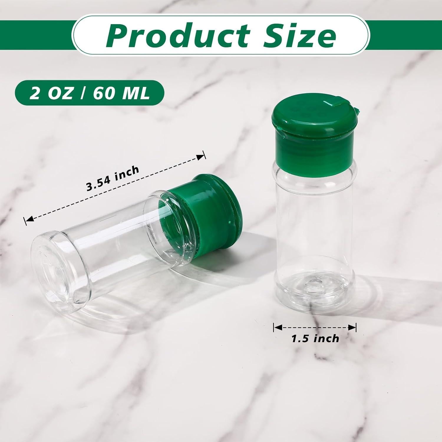 100 Tarros de Plástico para Especias Amyhill 60ml Verde