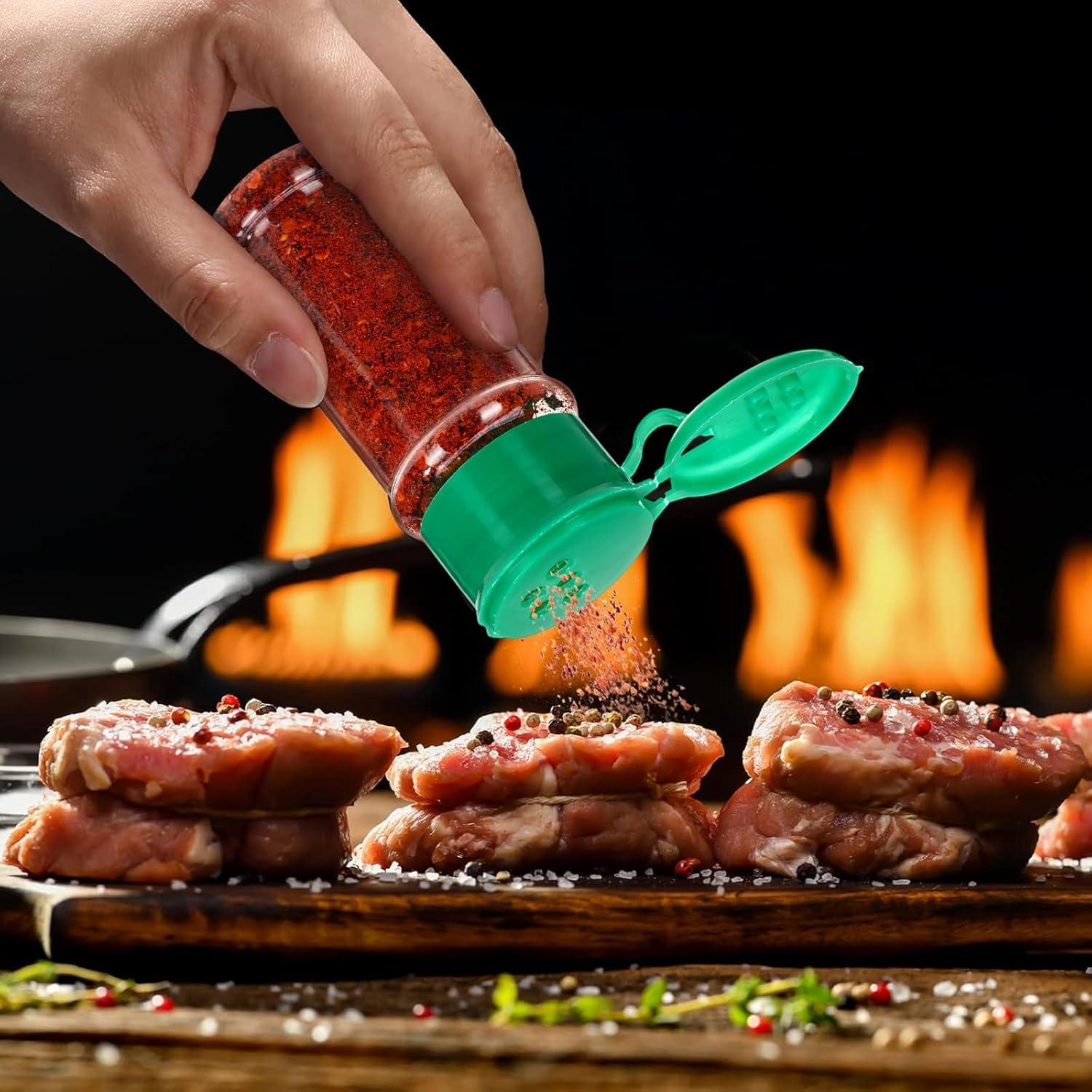 100 Tarros de Plástico para Especias Amyhill 60ml Verde