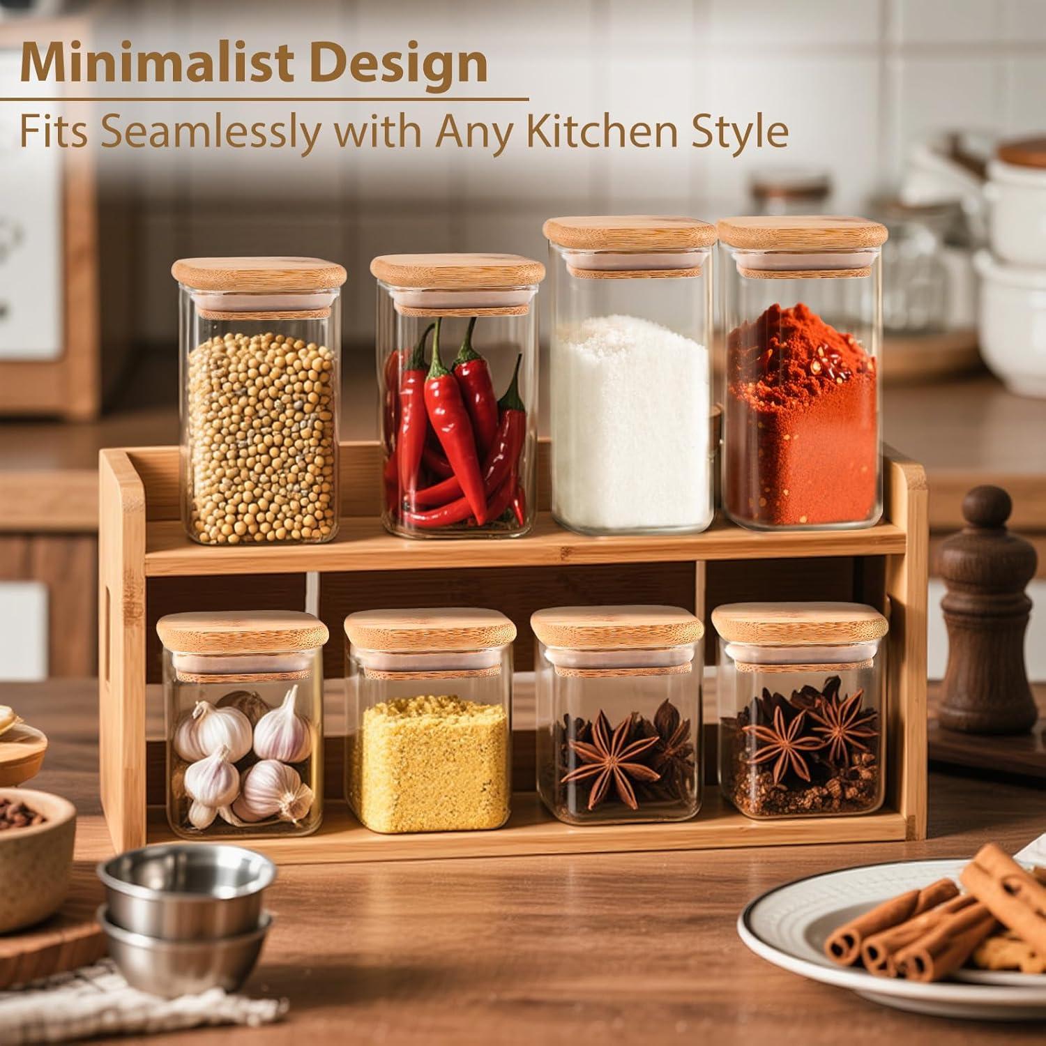 Juego de 12 tarros de vidrio cuadrado 240 ml con tapas TBWIND