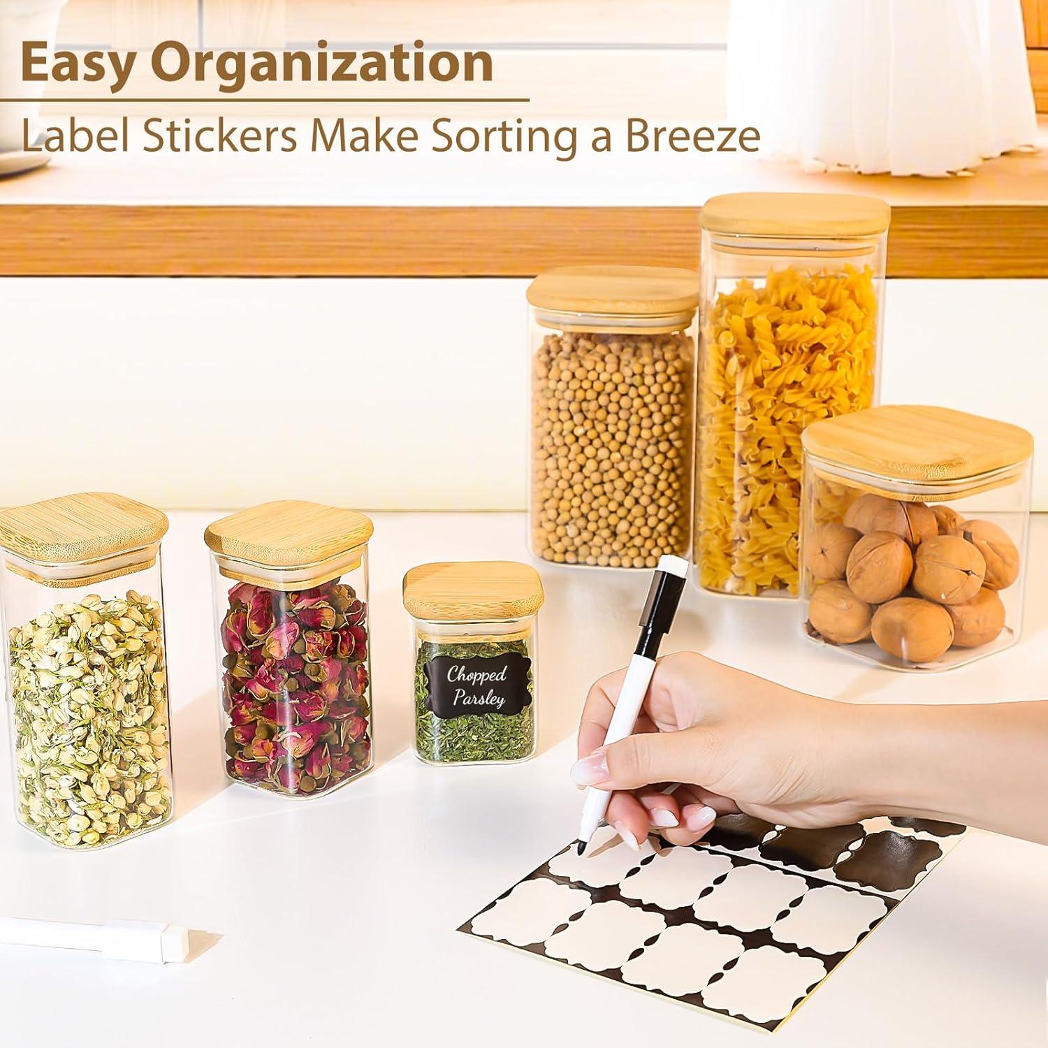 Juego de 12 tarros de vidrio cuadrado 240 ml con tapas TBWIND