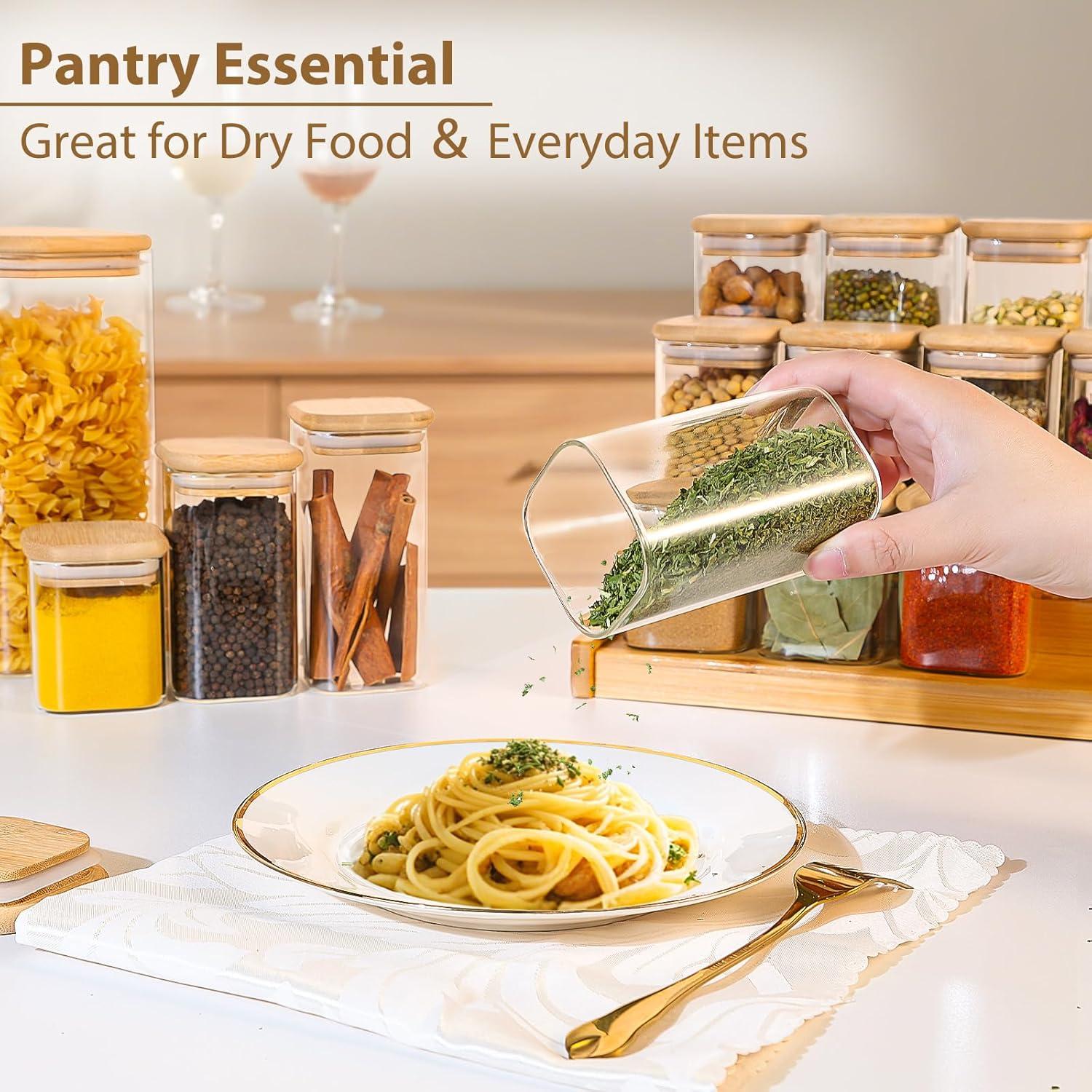 Juego de 12 tarros de vidrio cuadrado 240 ml con tapas TBWIND