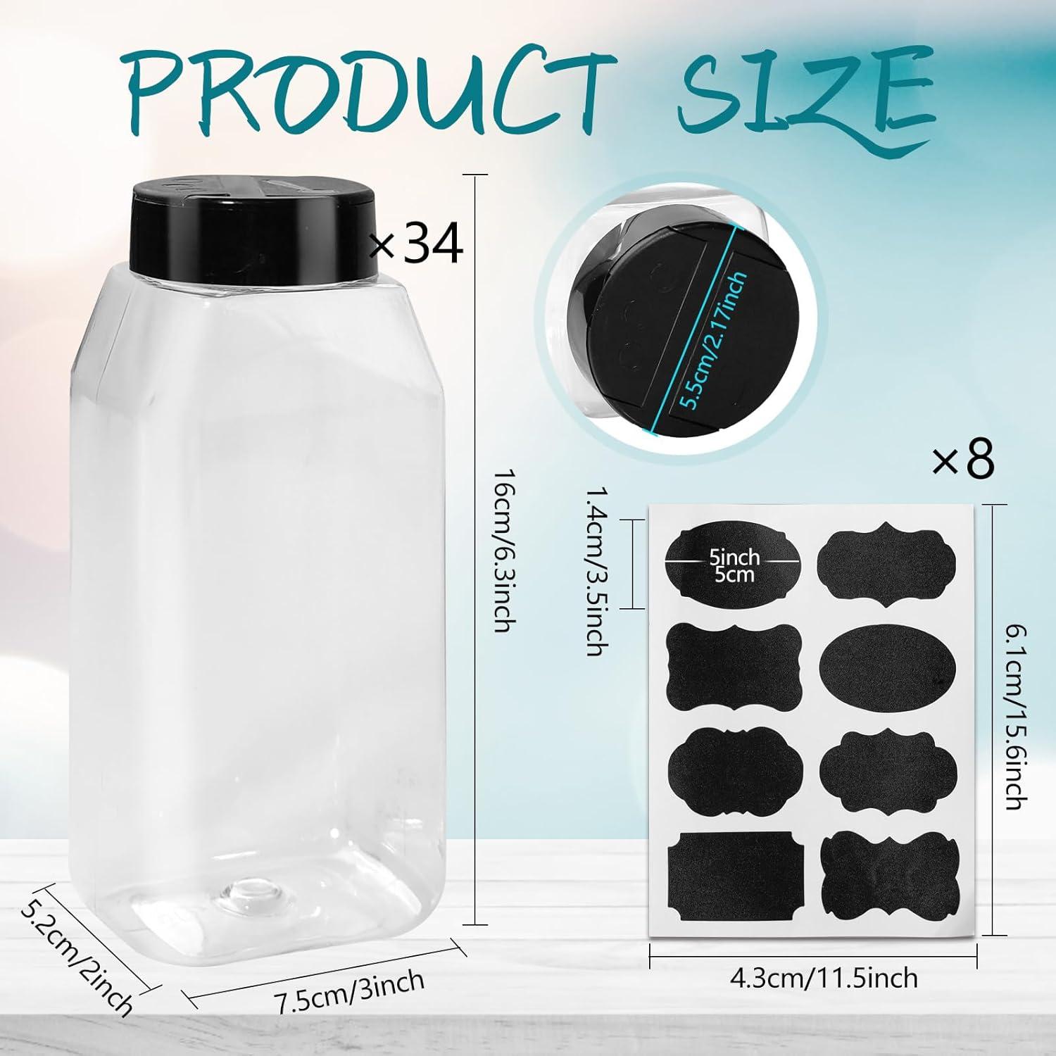 34 Tarros de Especias de Plástico SENONAPO 480 ml con Tapa Abatible