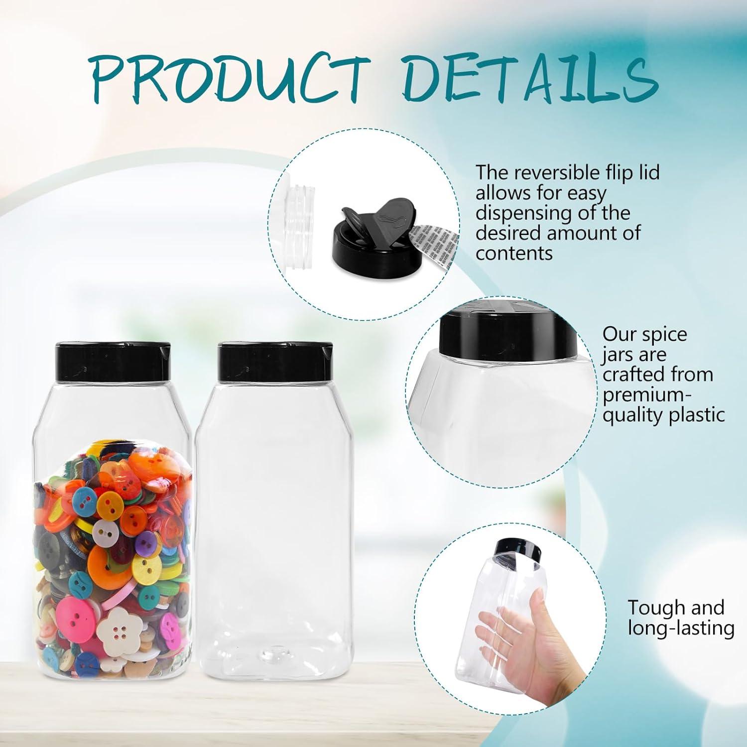 34 Tarros de Especias de Plástico SENONAPO 480 ml con Tapa Abatible