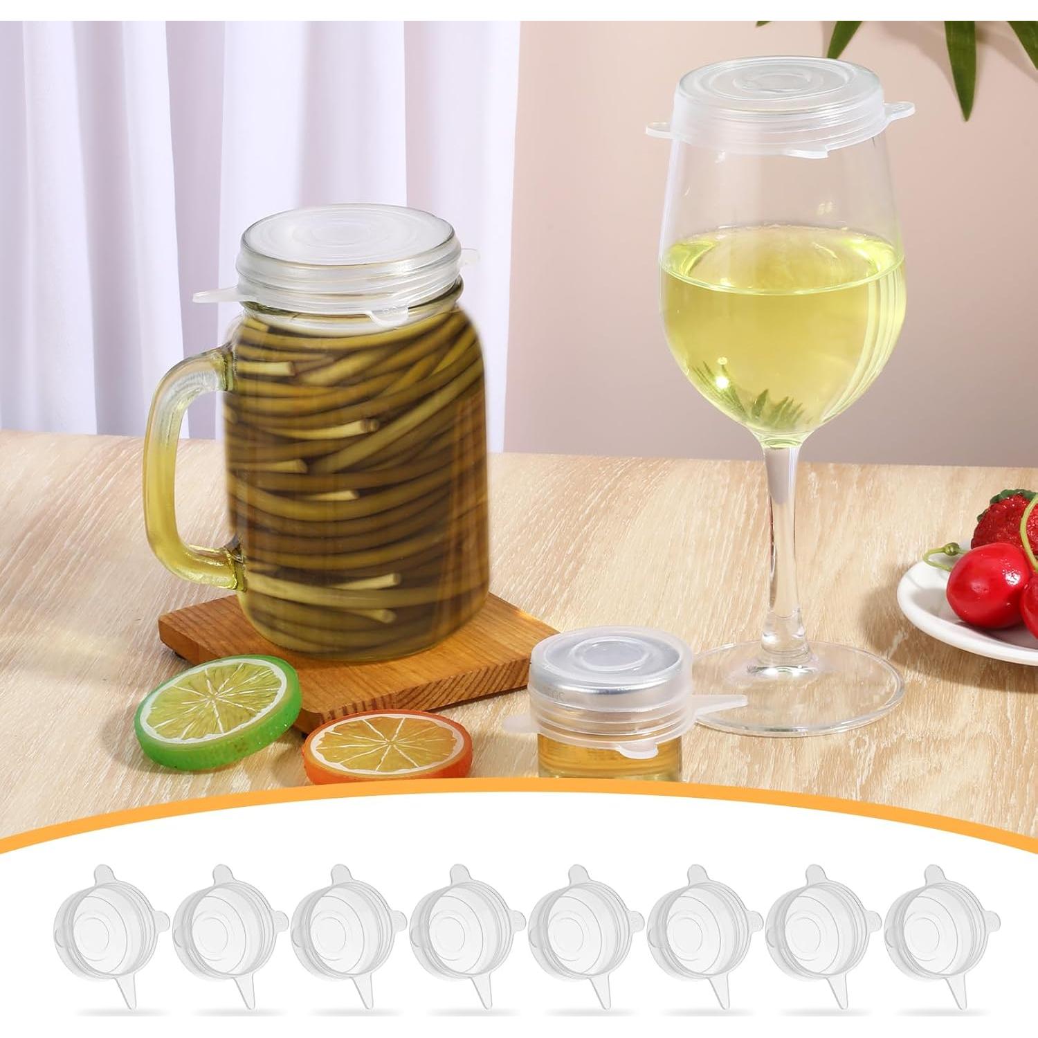 8 Tapas de Silicona Reutilizables YBEATY para Tarros y Botellas