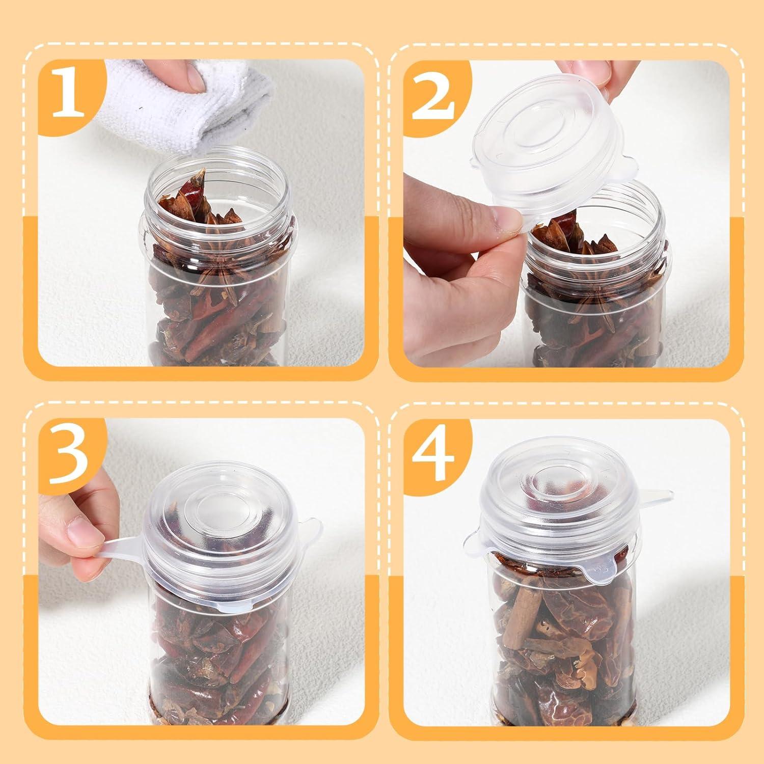 8 Tapas de Silicona Reutilizables YBEATY para Tarros y Botellas