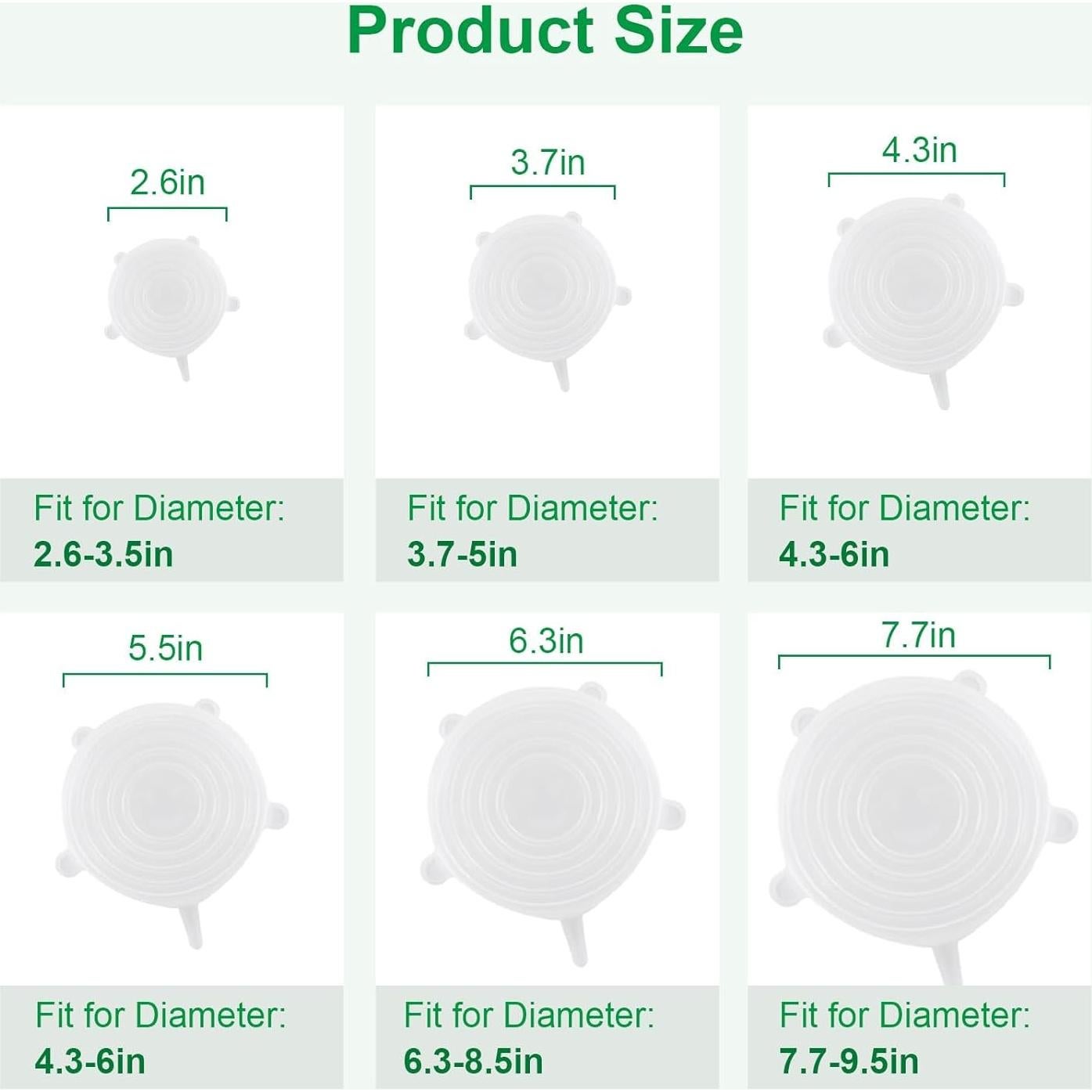 Tapas de Silicona Reutilizables Smrtcol - 12 Tamaños Flexibles