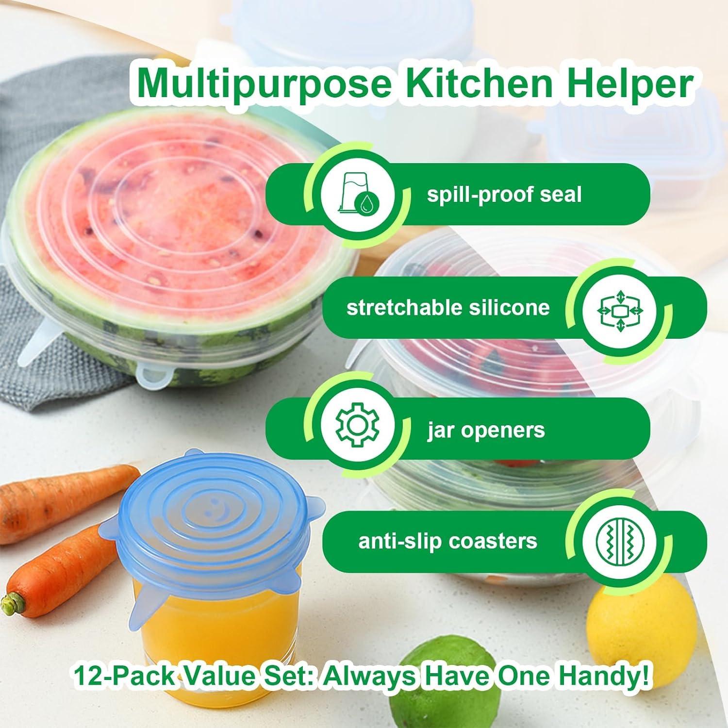 Tapas de Silicona Reutilizables Smrtcol - 12 Tamaños Flexibles