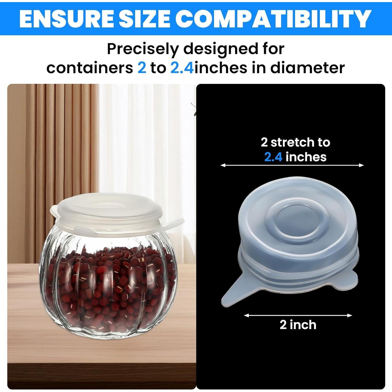 Tapa de Silicona Estirable Heclia 4.8 cm, Paquete de 8