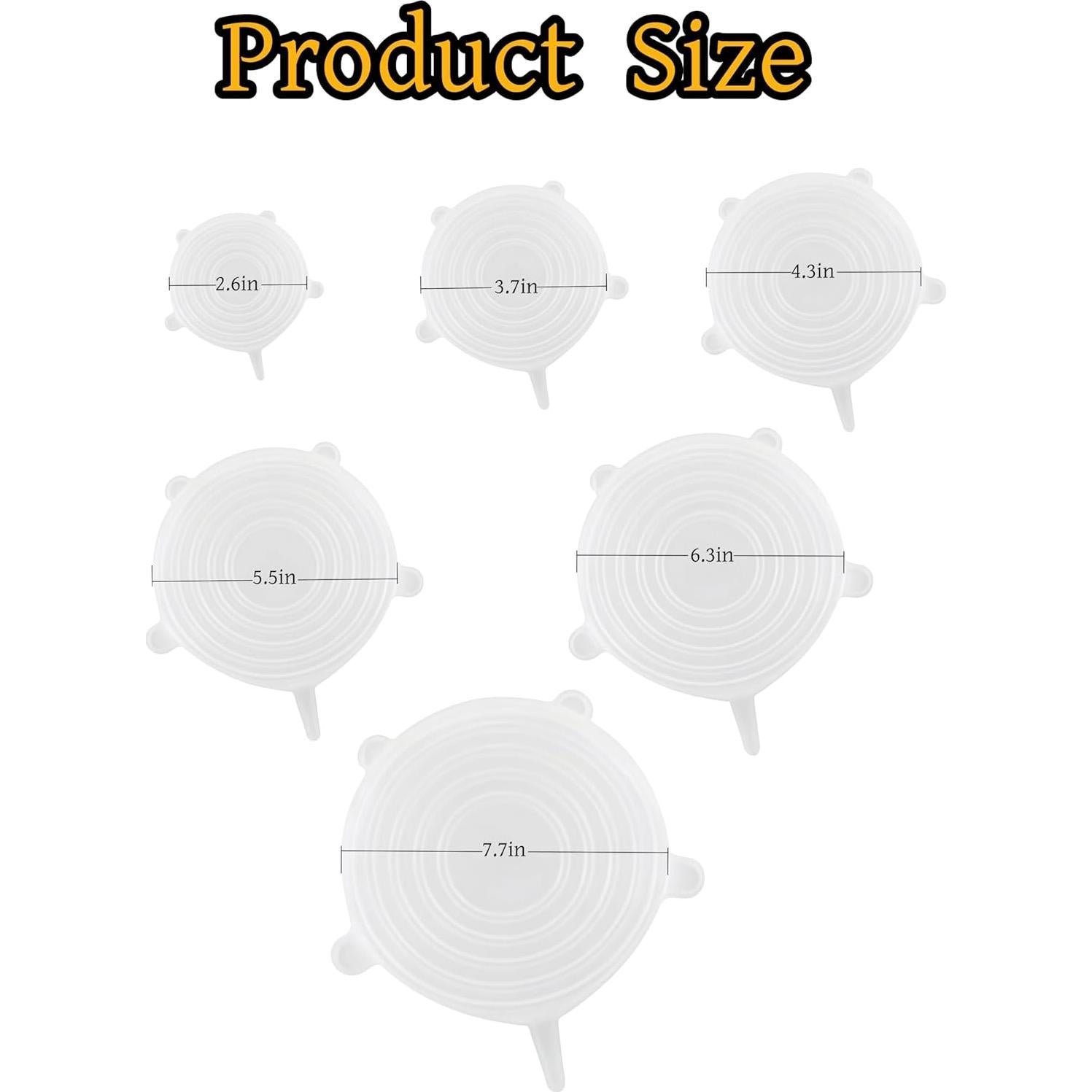 Luvilly 6 Tapas de Silicona Reutilizables Blancas 6.6-19.6 cm