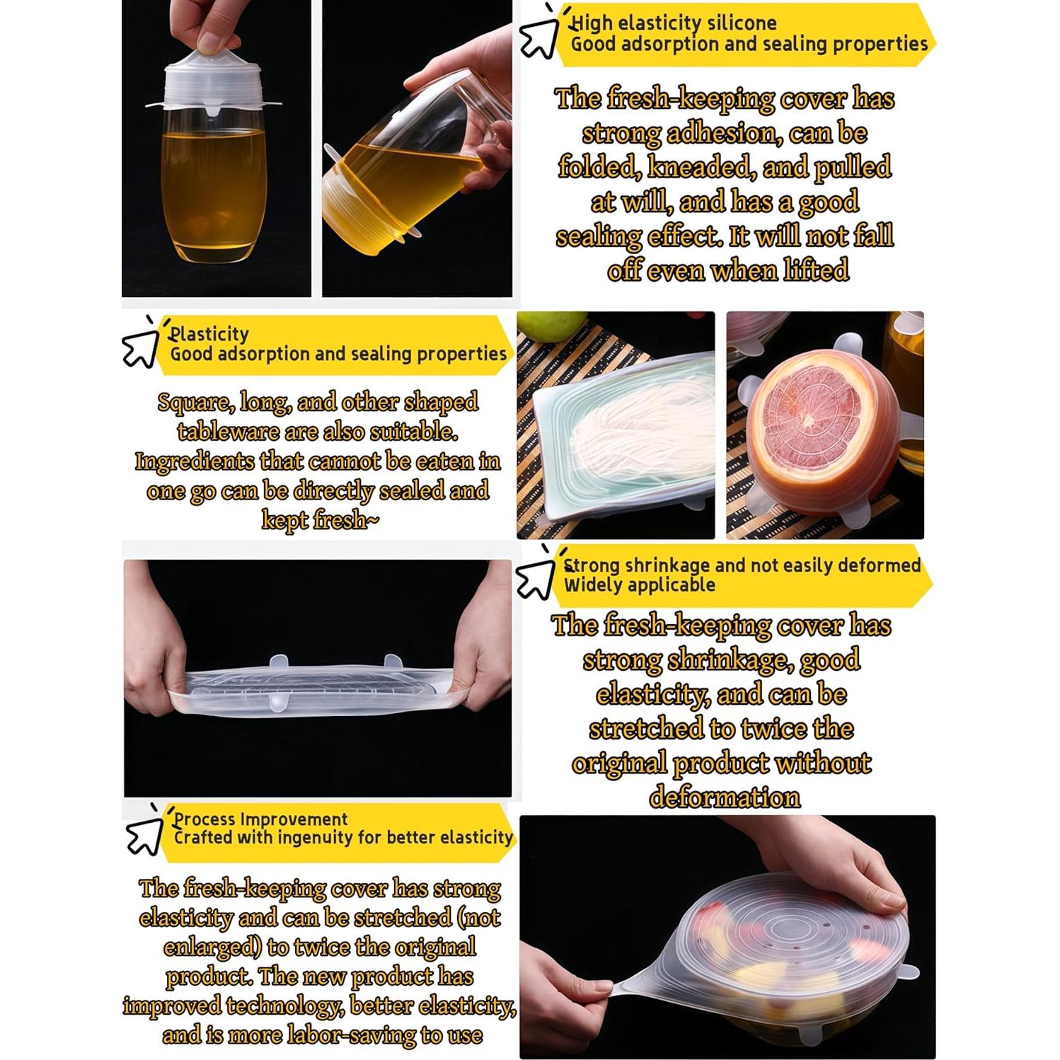 Luvilly 6 Tapas de Silicona Reutilizables Blancas 6.6-19.6 cm