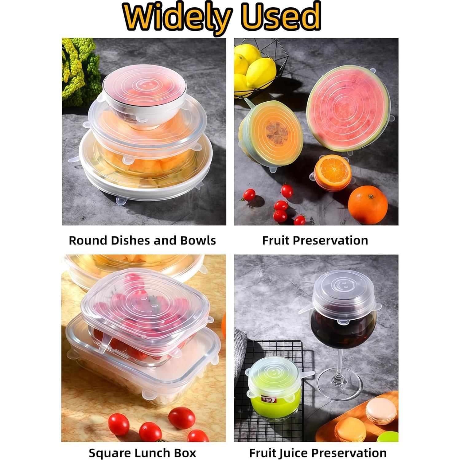 Luvilly 6 Tapas de Silicona Reutilizables Blancas 6.6-19.6 cm