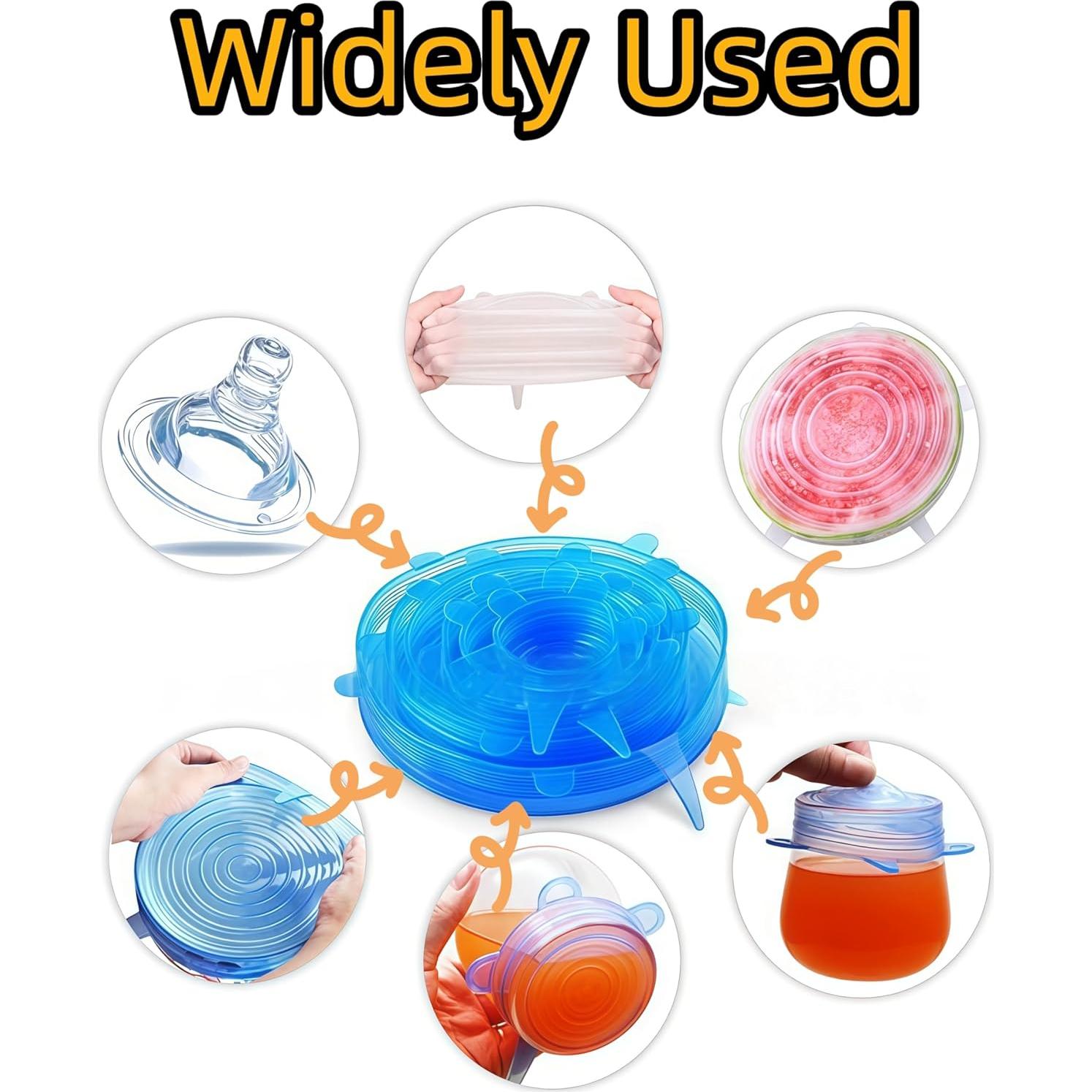 Luvilly 6 Tapas de Silicona Reutilizables Blancas 6.6-19.6 cm