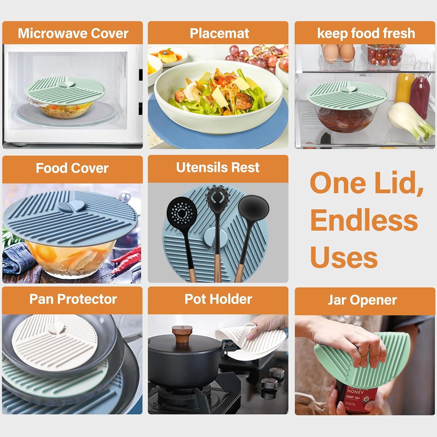 Tapas de Silicona 9 Piezas FINENUT, Resistentes al Calor