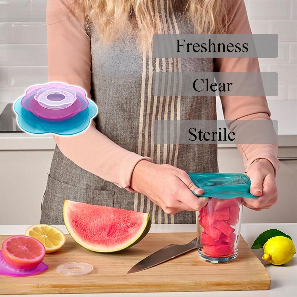 Juego de 3 tapas de silicona LITAITAI para alimentos