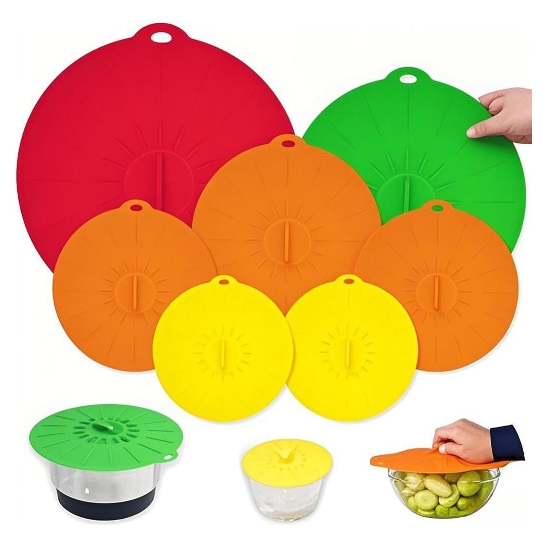 Paquete de 7 Tapas de Silicona Reutilizables Puideon