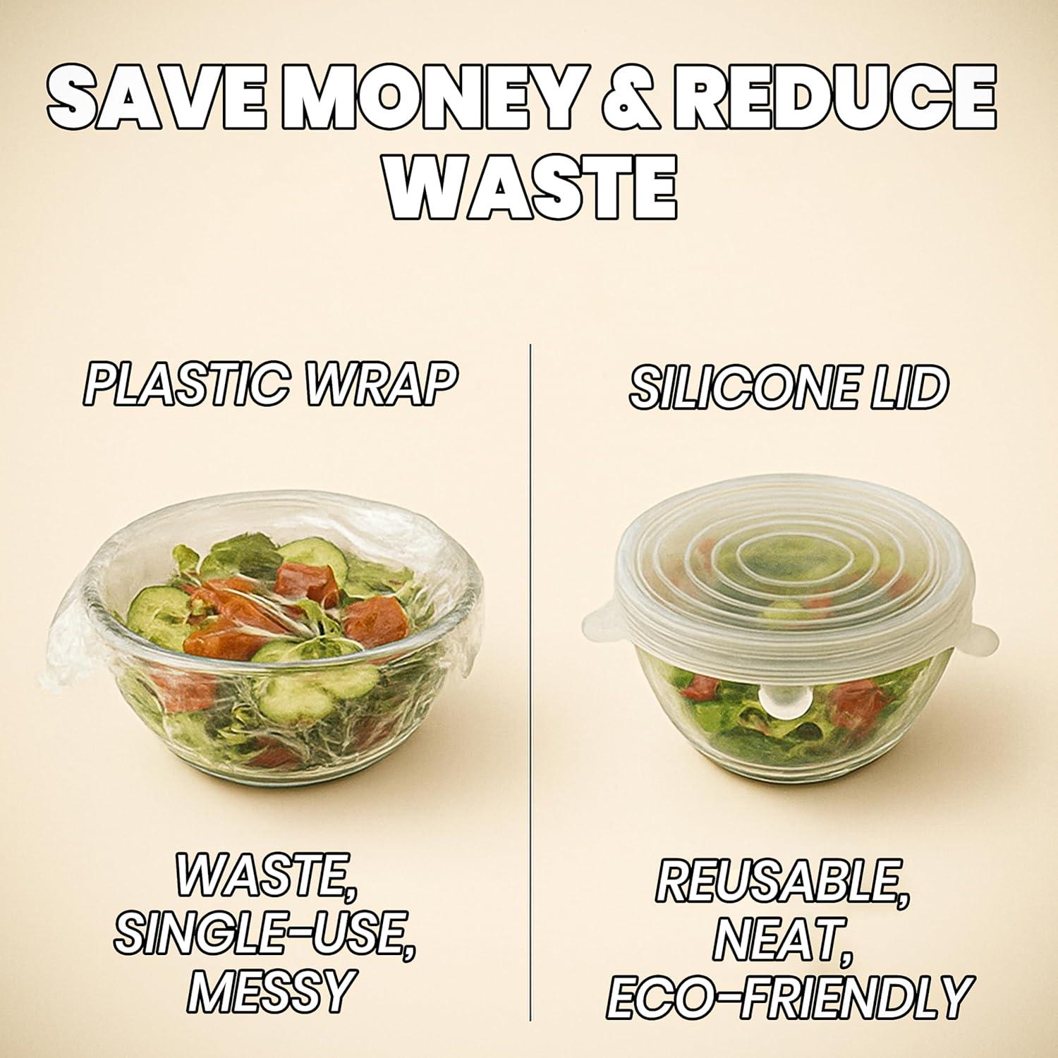 6 Tapas de Silicona Estirables Reutilizables - Genérico