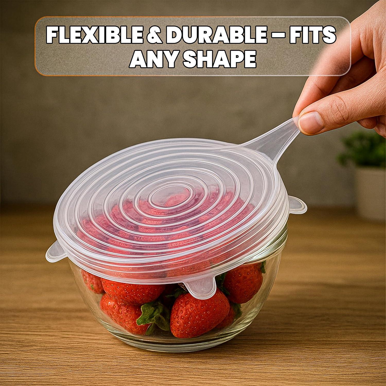 6 Tapas de Silicona Estirables Reutilizables - Genérico