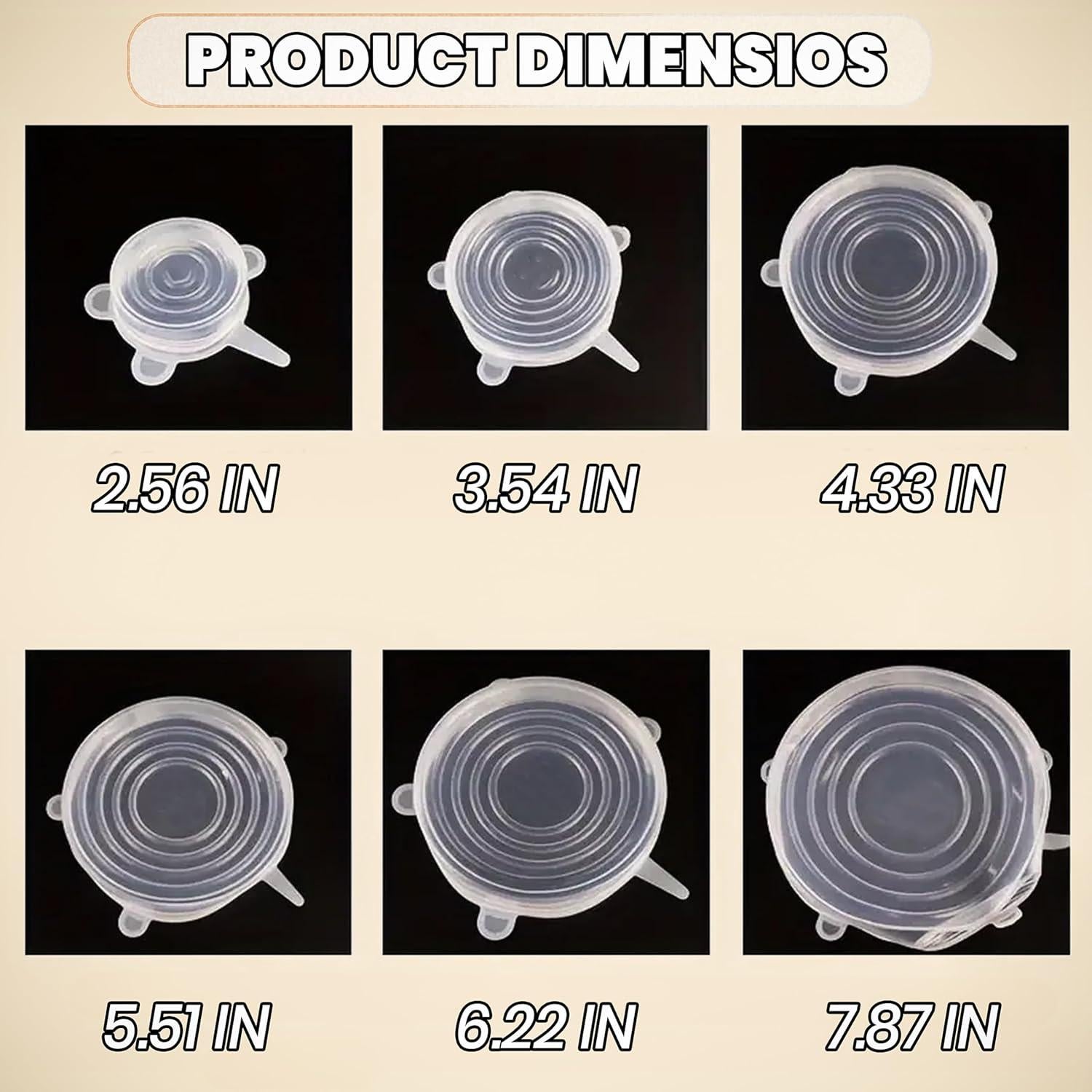 6 Tapas de Silicona Estirables Reutilizables - Genérico