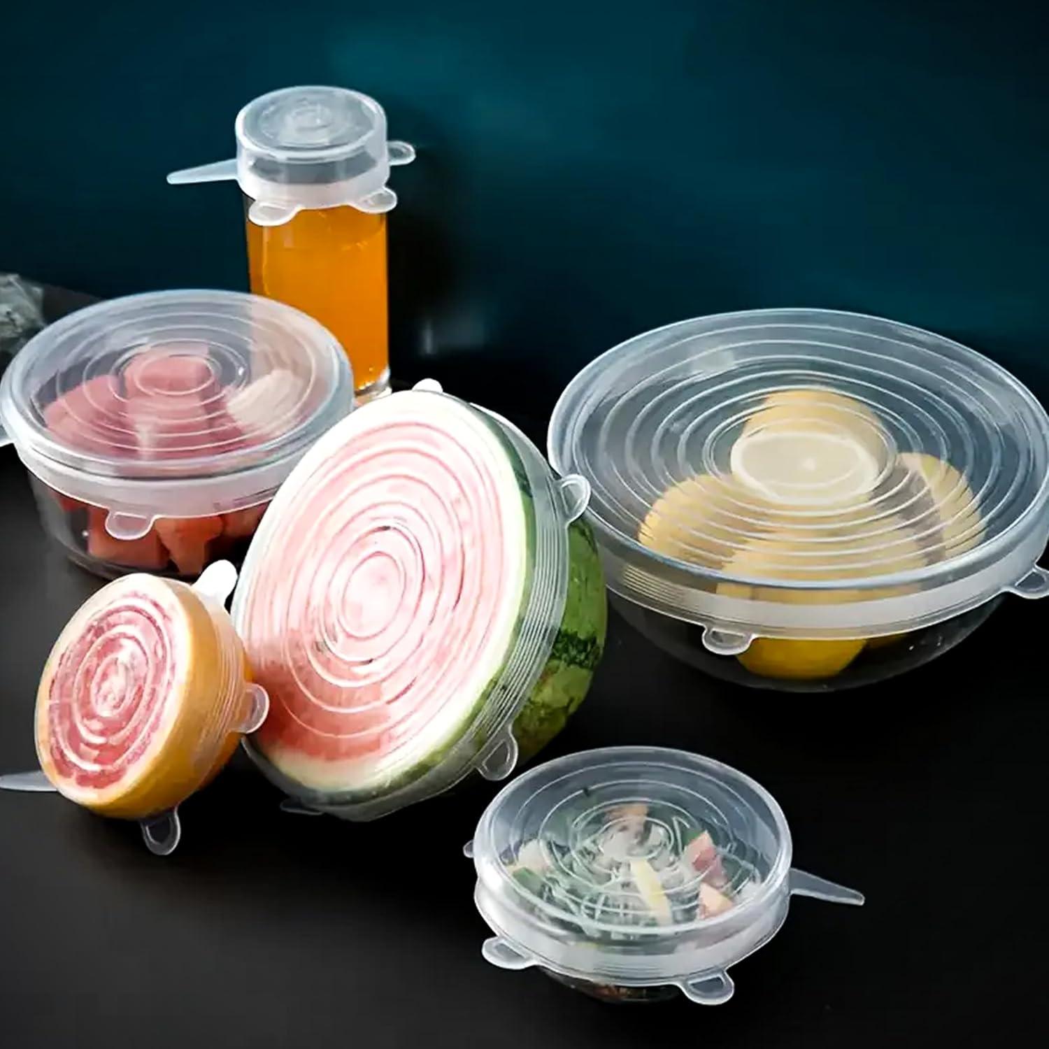 6 Tapas de Silicona Estirables Reutilizables - Genérico