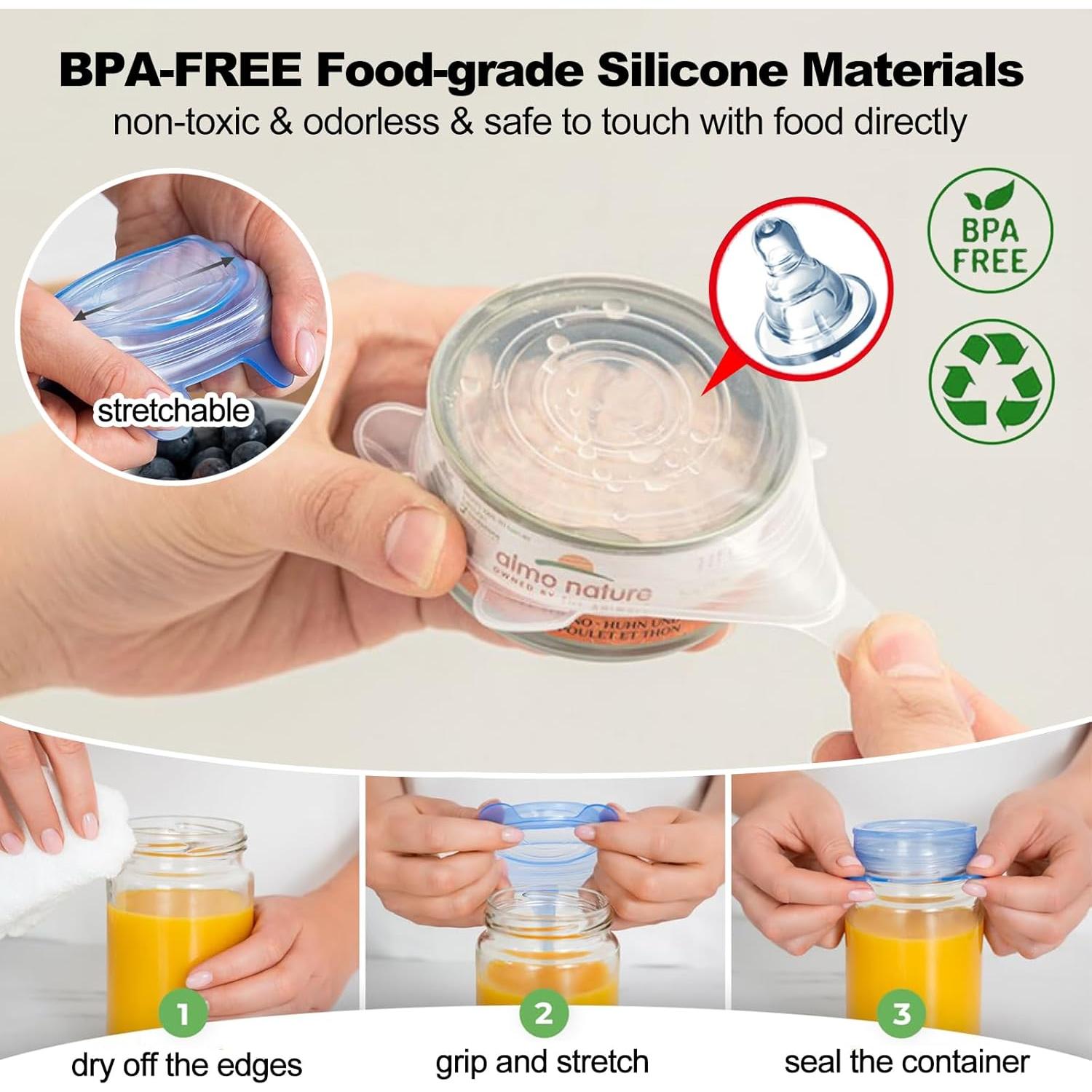 Cubiertas de Silicona Reutilizables Adpartner 8 Piezas 6.5cm-8.4cm