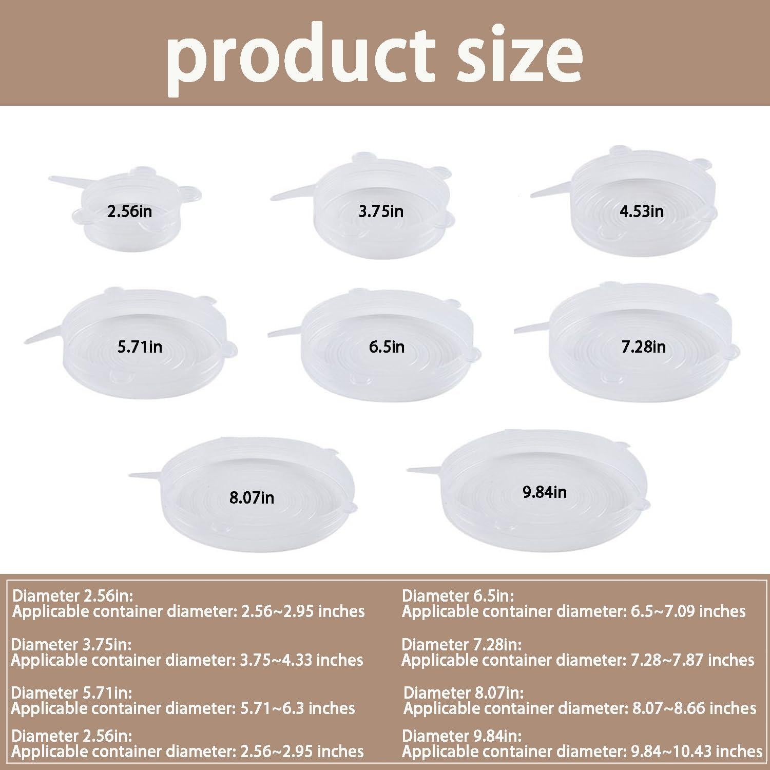 6 Tapas de Silicona Estirables Zisqerts 9.53 cm Reutilizables