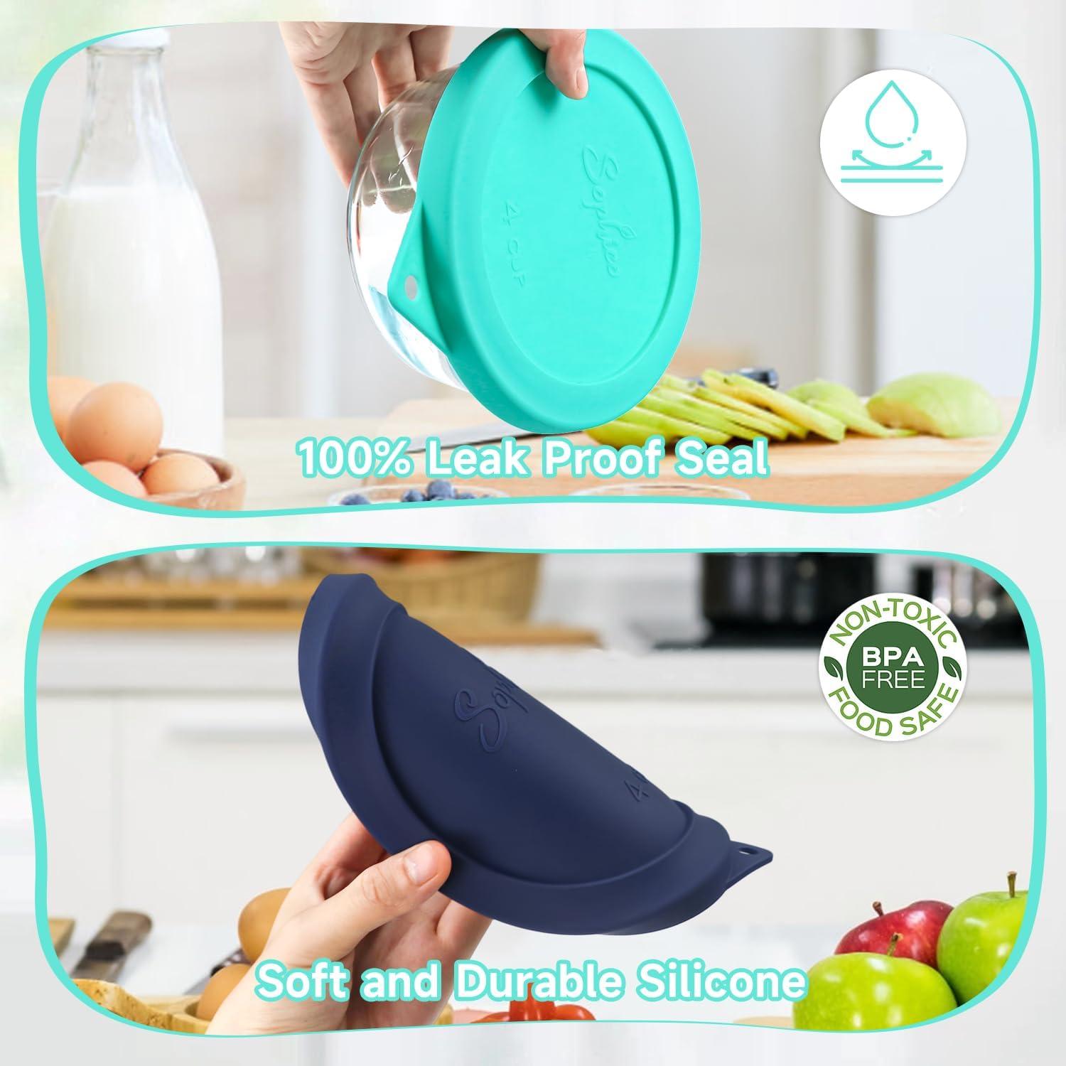 Tapa de Silicona Redonda SOPHICO 4 Tazas Azul Marino-Menta