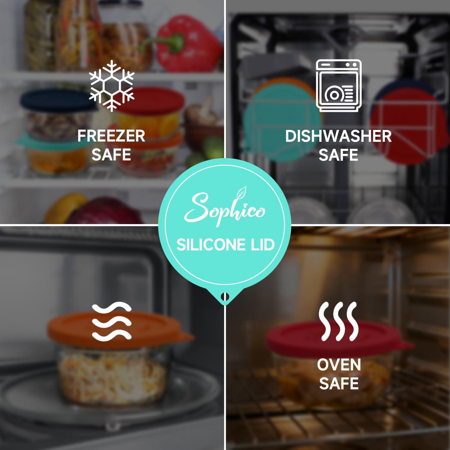 Tapa de Silicona Redonda SOPHICO 4 Tazas Azul Marino-Menta