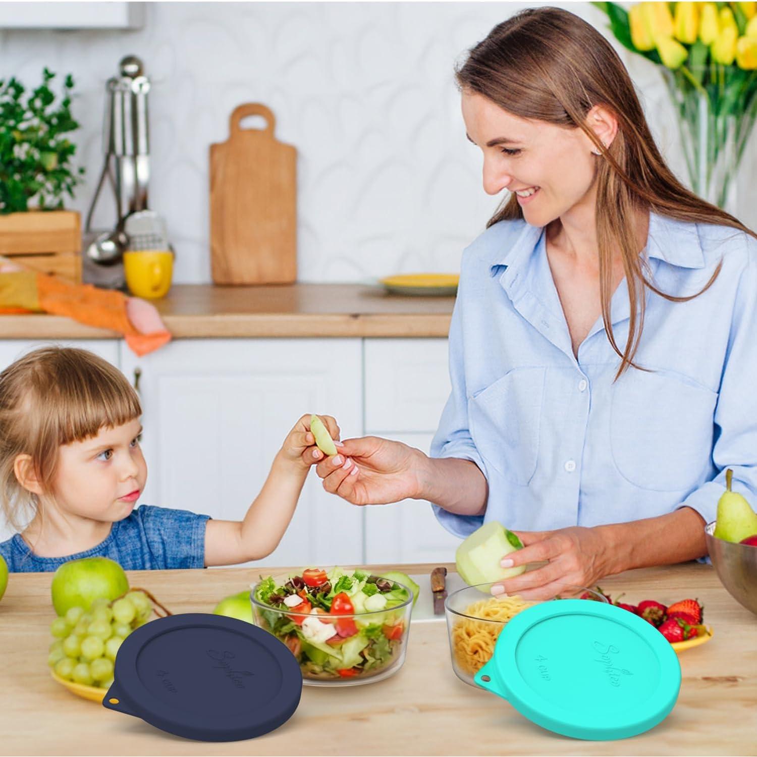 Tapa de Silicona Redonda SOPHICO 4 Tazas Azul Marino-Menta