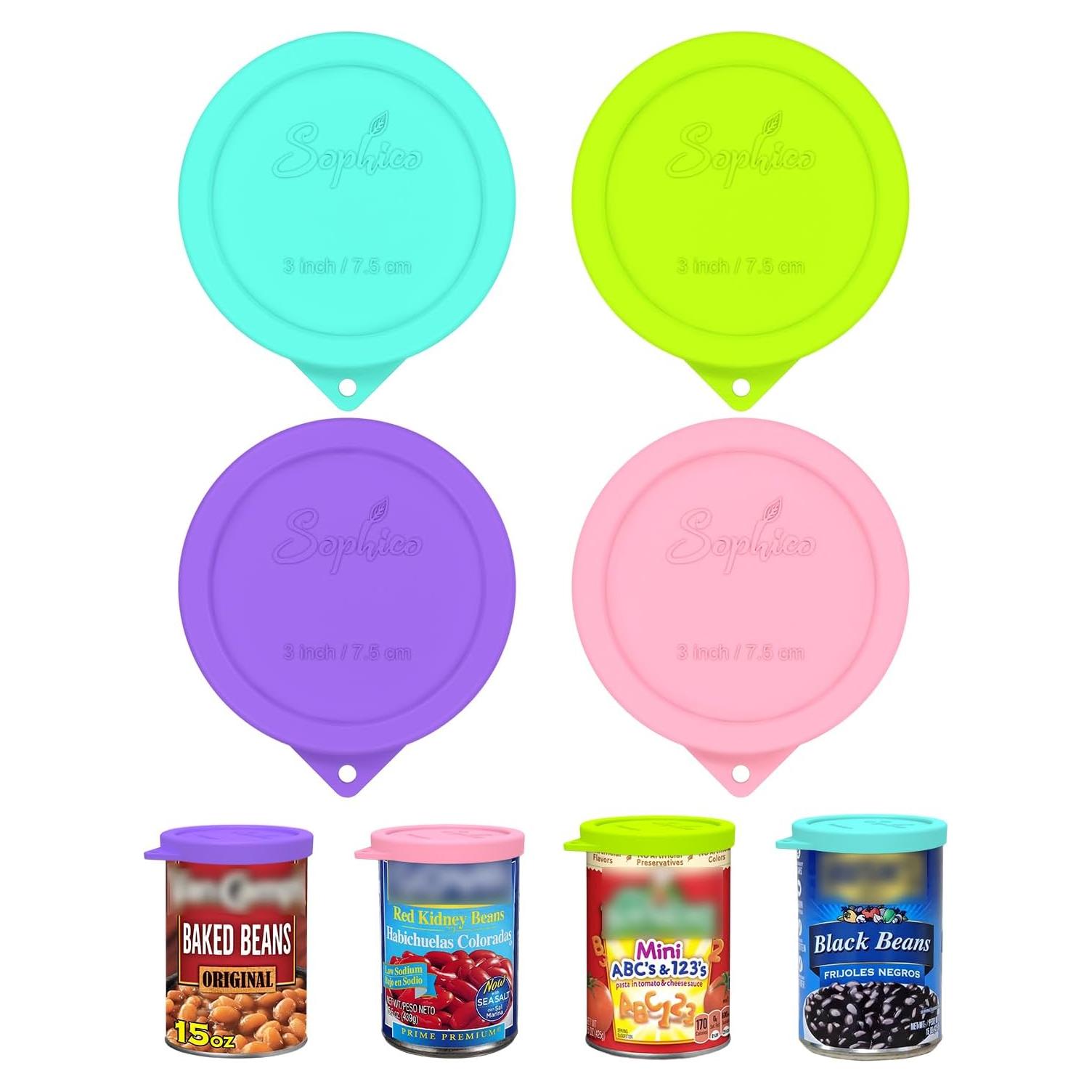 4 Tapas de Silicona Reutilizables SOPHICO 7.5cm para Latas