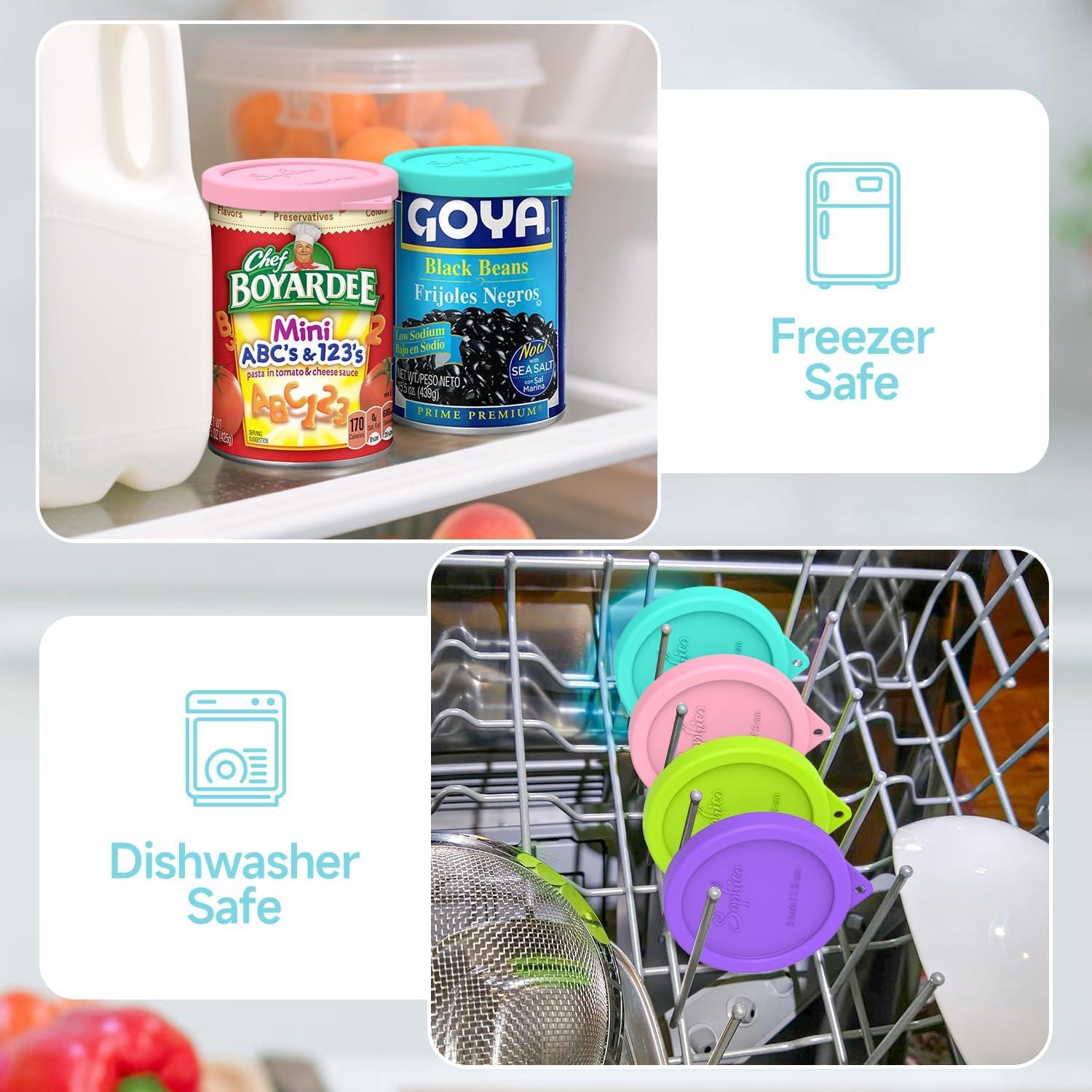 4 Tapas de Silicona Reutilizables SOPHICO 7.5cm para Latas