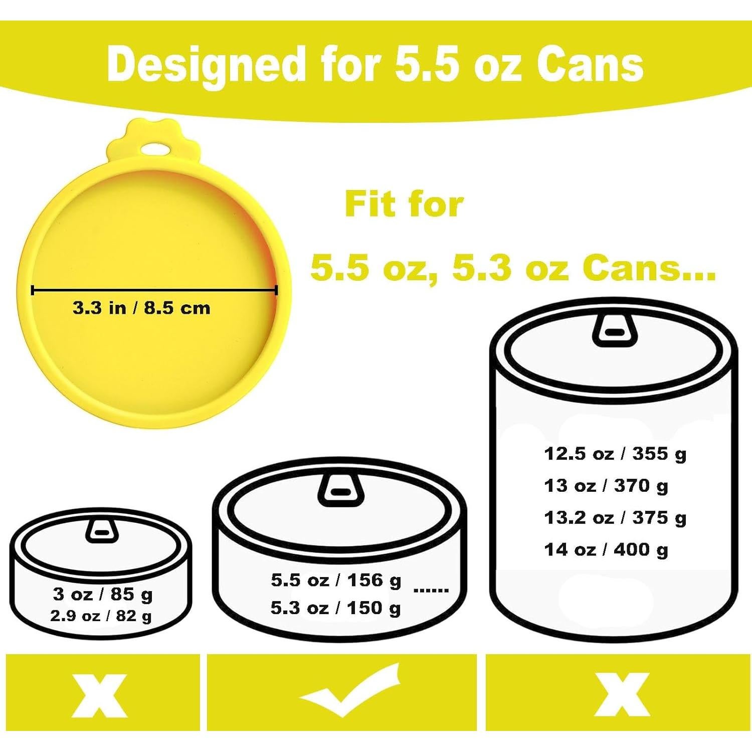 Cubiertas de Silicona para Latas de Comida para Gatos Comtim - 2 Piezas Amarillo
