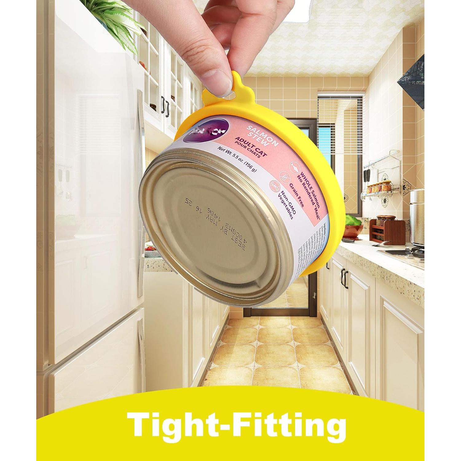 Cubiertas de Silicona para Latas de Comida para Gatos Comtim - 2 Piezas Amarillo