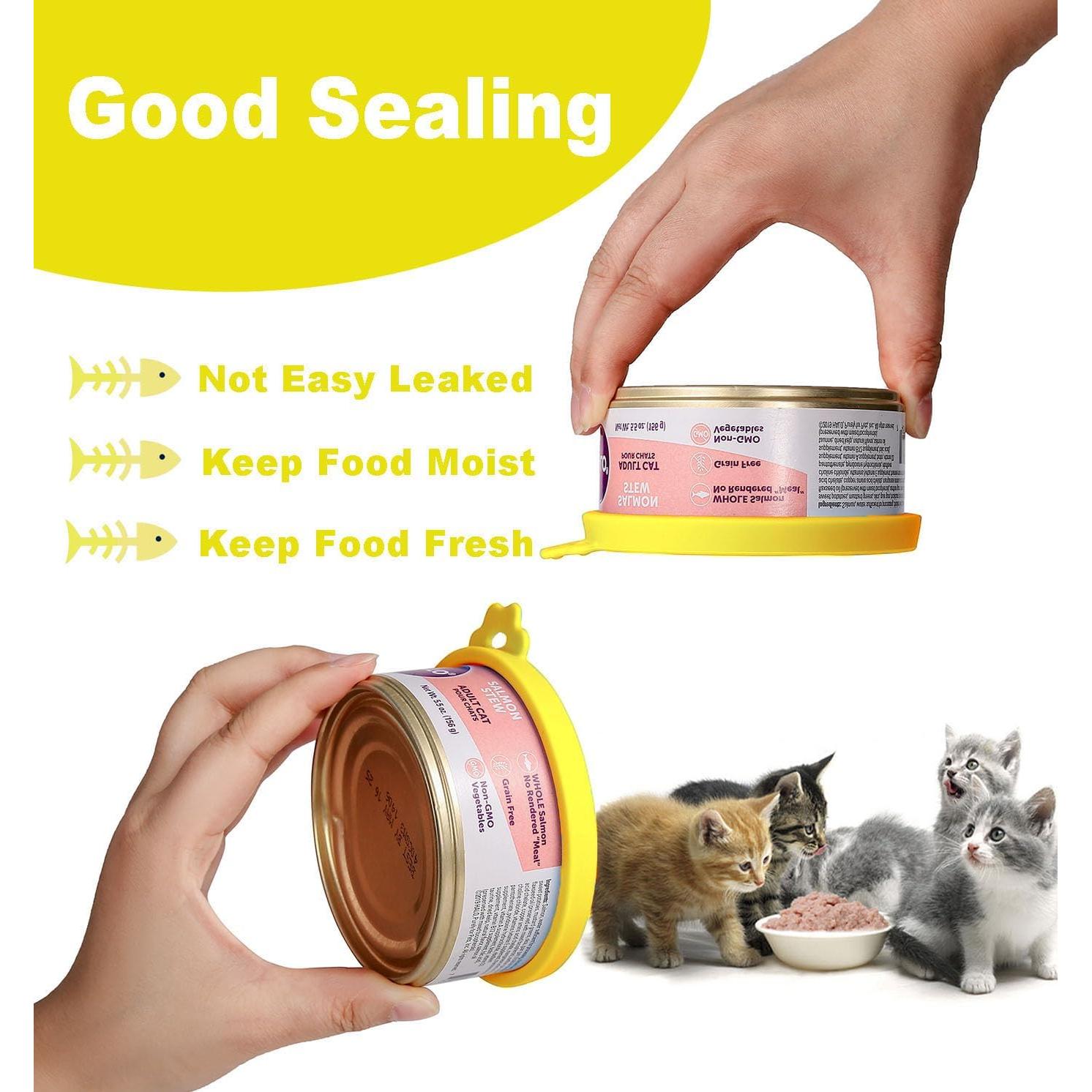 Cubiertas de Silicona para Latas de Comida para Gatos Comtim - 2 Piezas Amarillo